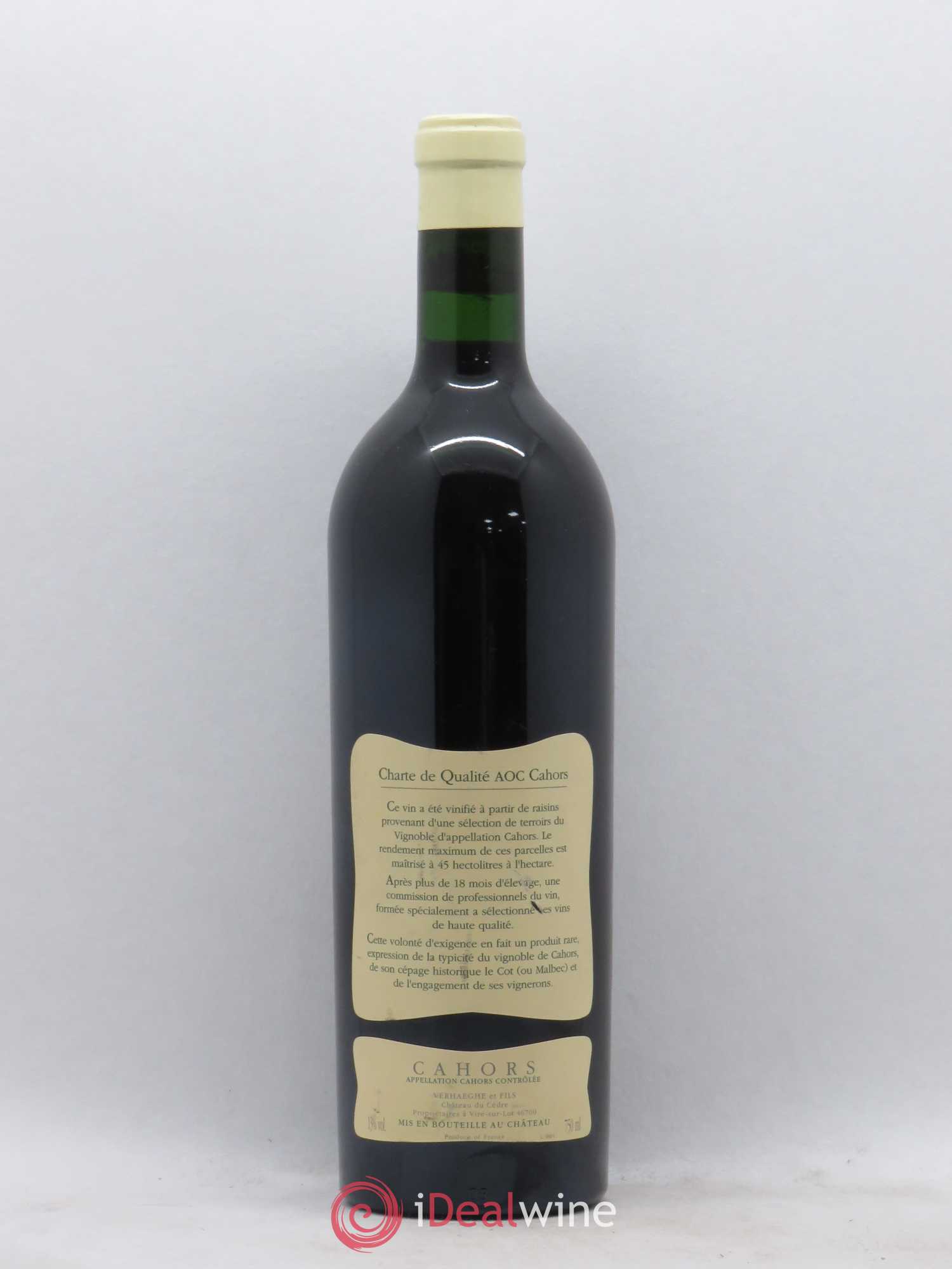 Cahors Château du Cèdre Cuvée Le Cèdre Pascal et Jean-Marc Verhaeghe 1999 - Lot de 1 bouteille - 1
