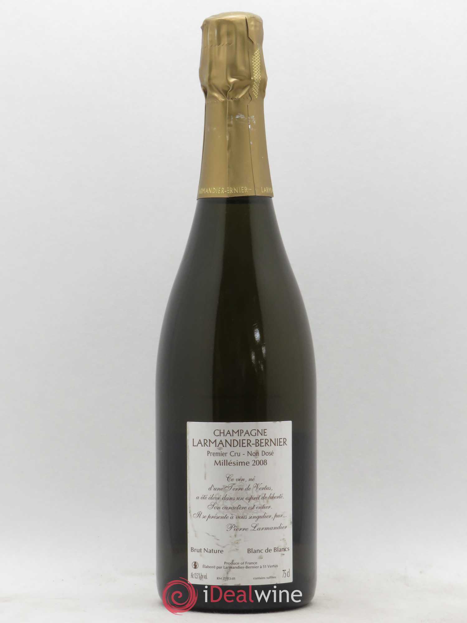 Terre de Vertus 1er Cru Non dosé Larmandier-Bernier 2008 - Lot de 1 bouteille - 1