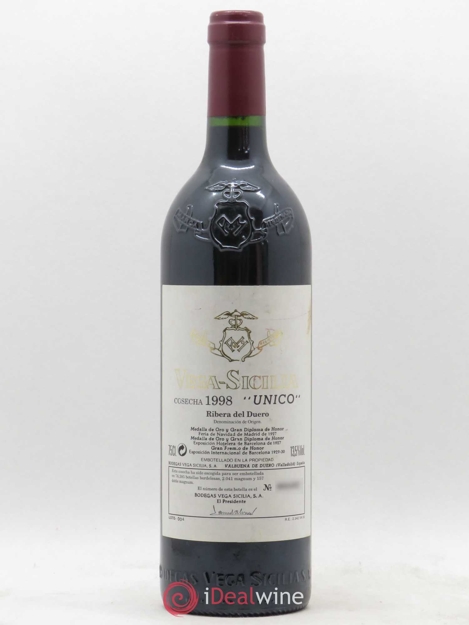 Ribera Del Duero DO Vega Sicilia Unico Famille Alvarez 1998 - Lot de 1 bouteille - 0