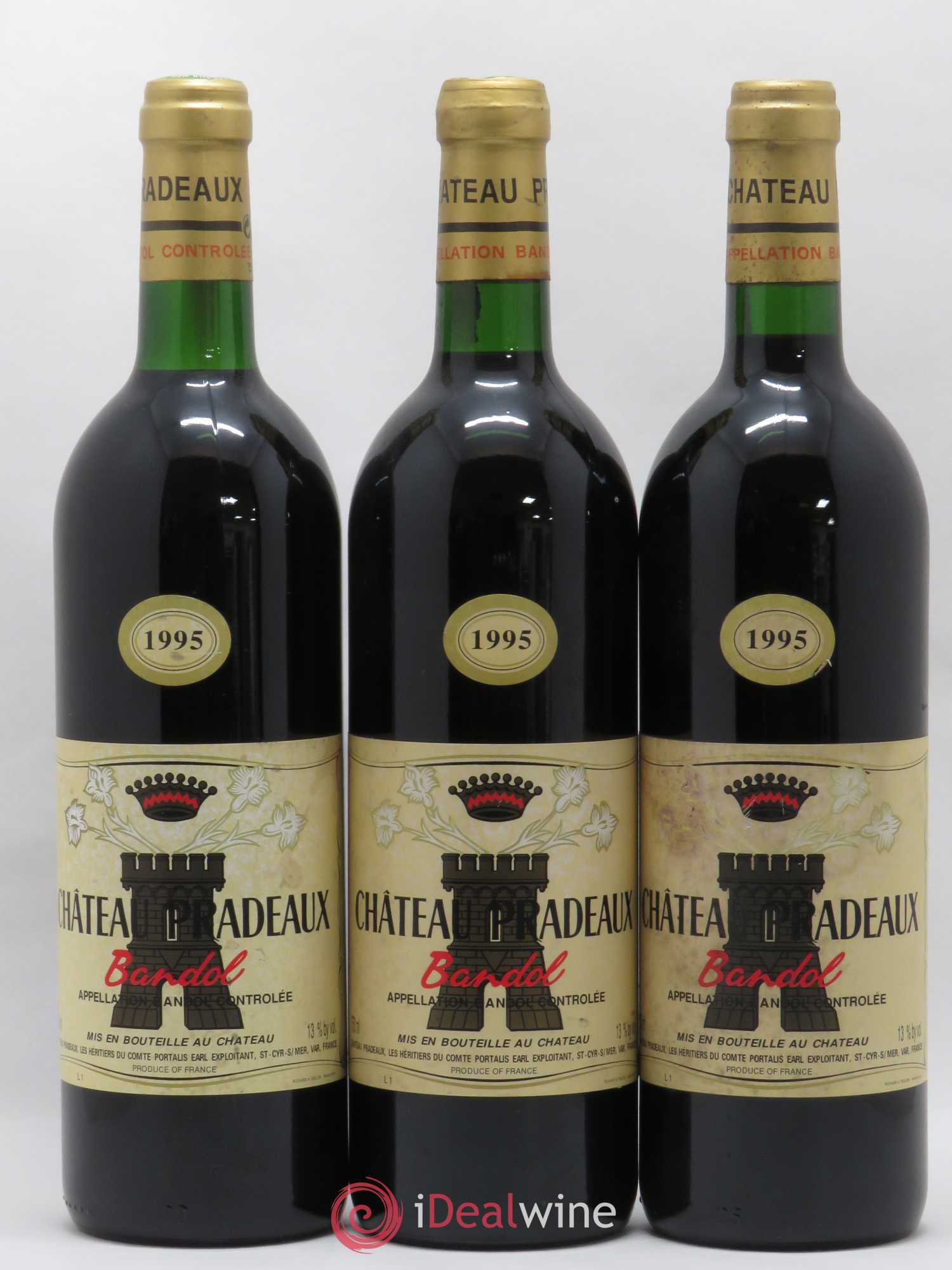Bandol Château Pradeaux Famille Portalis 1995 - Lot de 3 bouteilles - 0