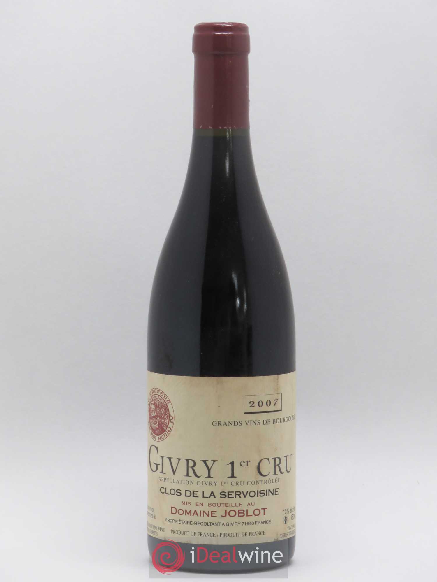 Givry 1er Cru Servoisine Joblot (Domaine) 2007 - Lot de 1 bouteille - 0