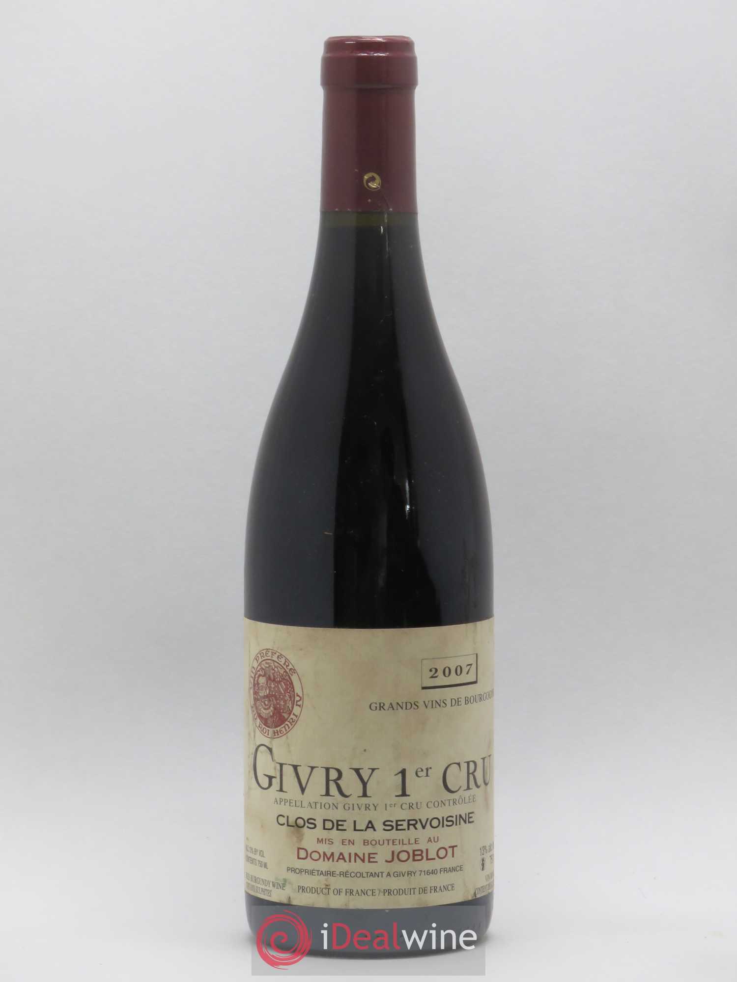 Givry 1er Cru Servoisine Joblot (Domaine) 2007 - Lot de 1 bouteille - 0
