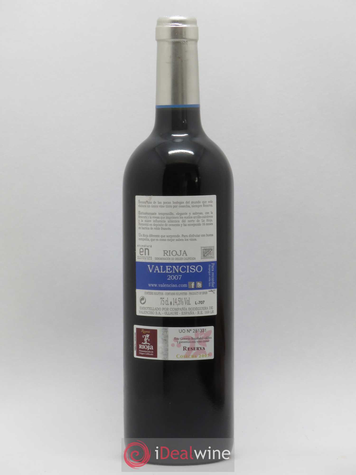 Rioja DOCA Valencia Reserva 2007 - Lotto di 1 bottiglia - 1