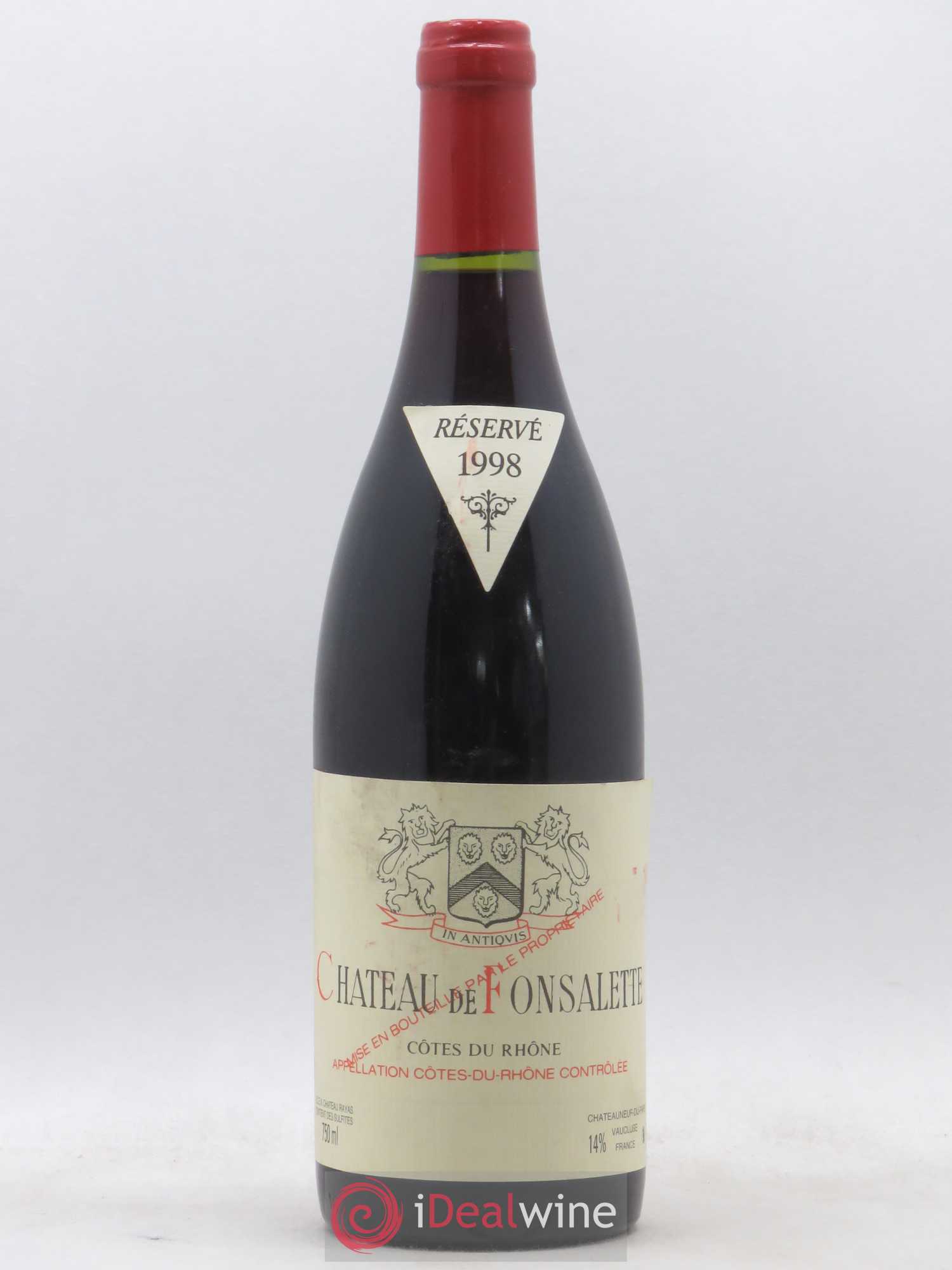 Côtes-du-Rhône Château de Fonsalette Emmanuel Reynaud 1998 - Lot de 1 bouteille - 0