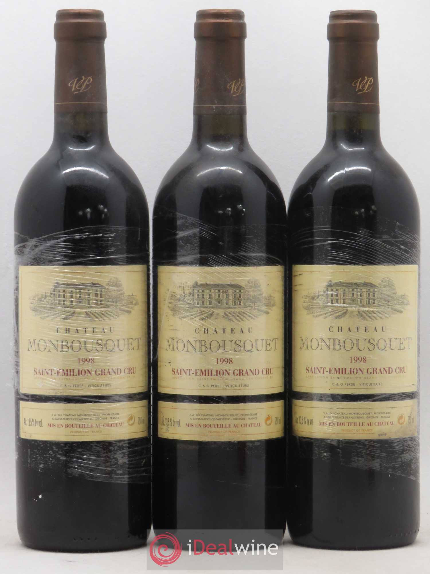 Château Monbousquet Grand Cru Classé 1998 - Lot de 3 bouteilles - 0