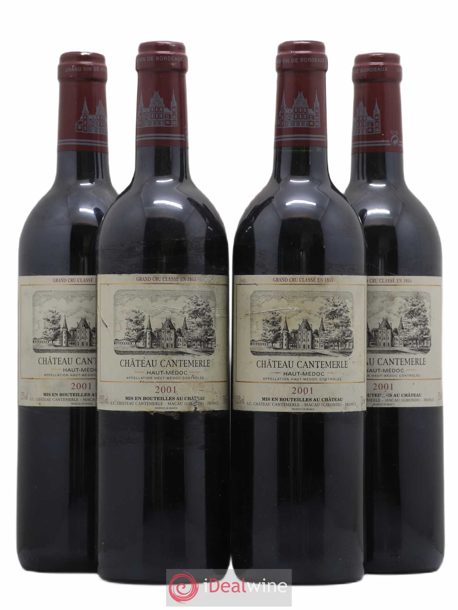 Château Cantemerle 5ème Grand Cru Classé 2001 - Lot de 4 bouteilles - 0