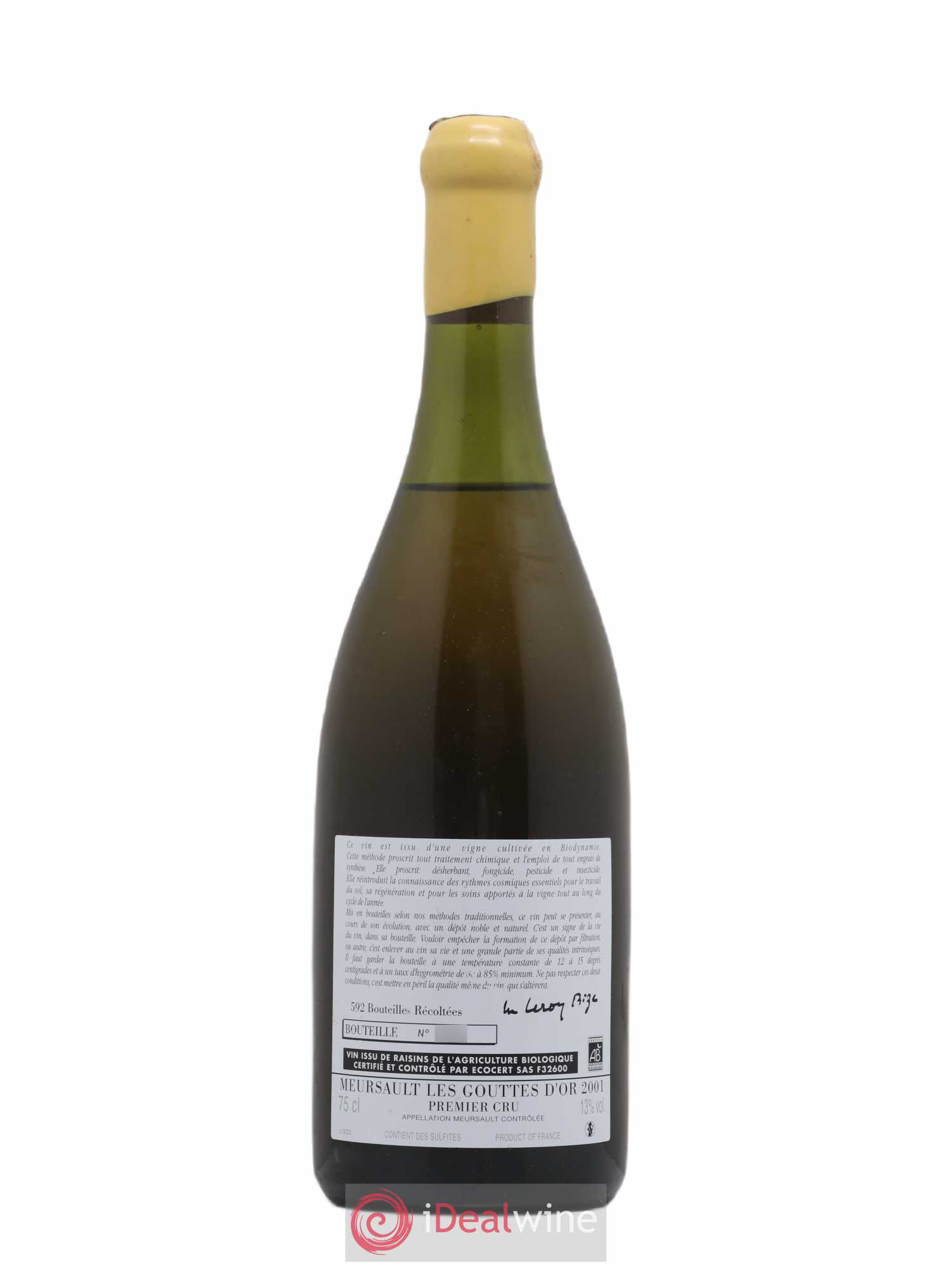 Meursault 1er Cru Les Gouttes d'Or d'Auvenay (Domaine) 2001 - Lot de 1 bouteille - 1