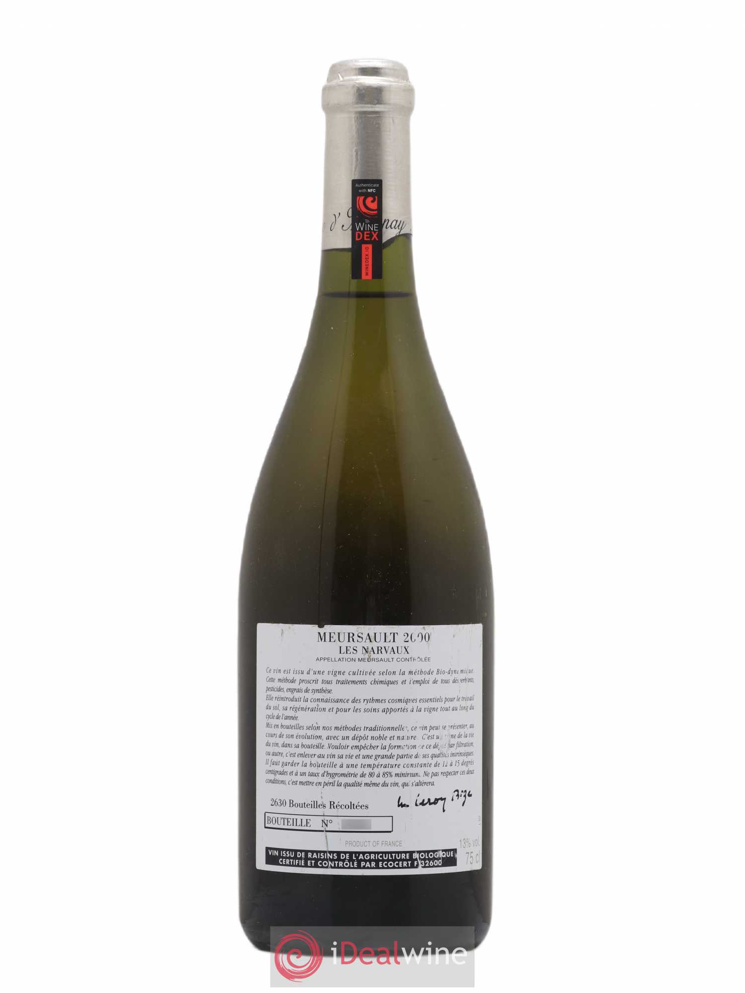 Meursault Les Narvaux d'Auvenay (Domaine) 2000 - Lot de 1 bouteille - 1