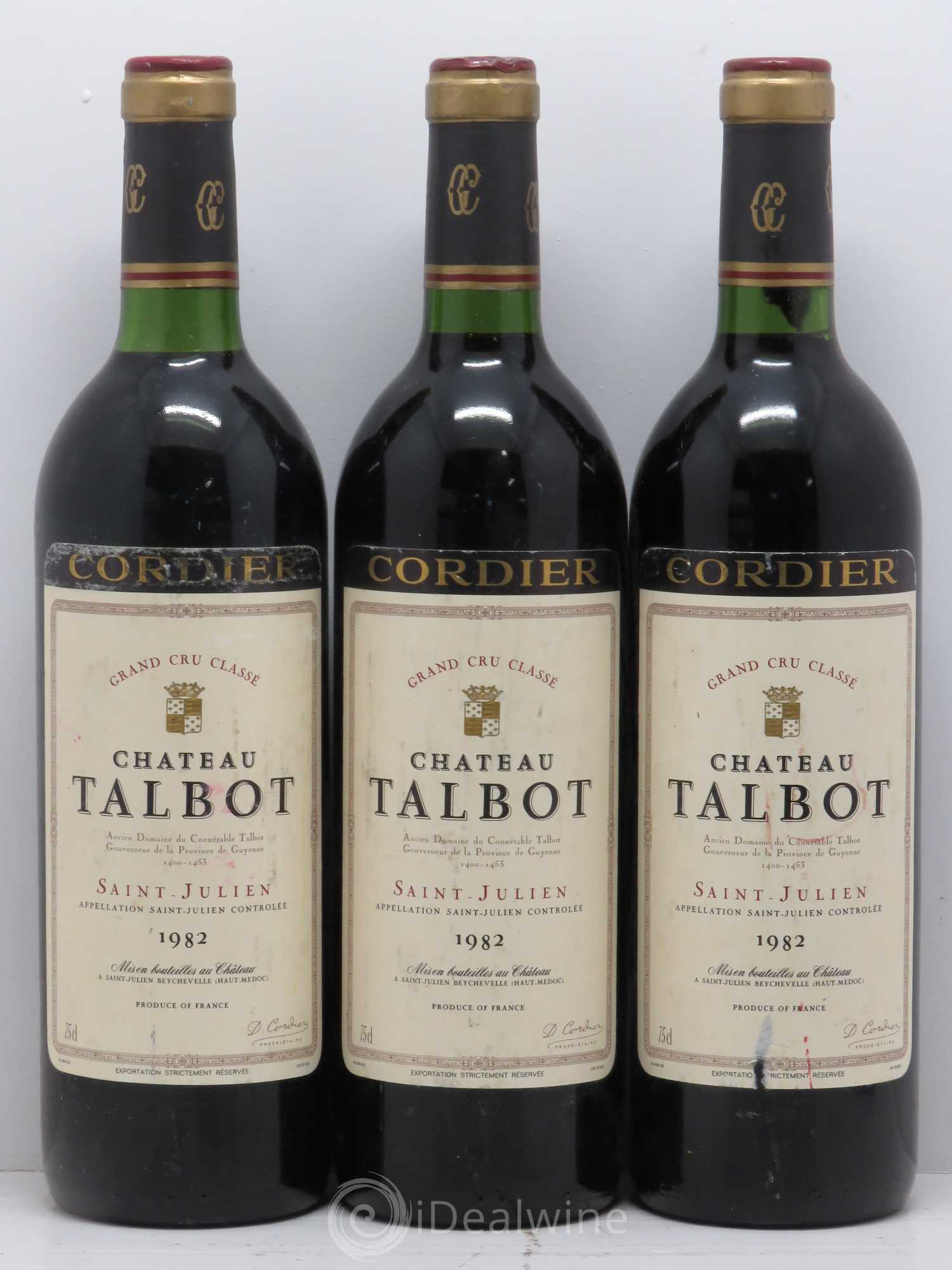 Château Talbot 4ème Grand Cru Classé 1982 - Lot de 3 bouteilles - 0