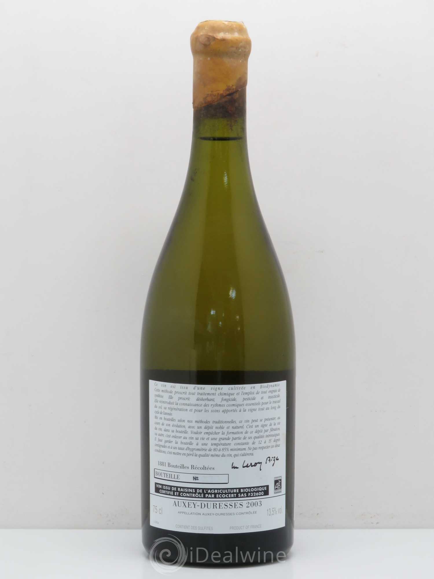 Auxey-Duresses Domaine d'Auvenay 2003 - Posten von 1 Flasche - 1