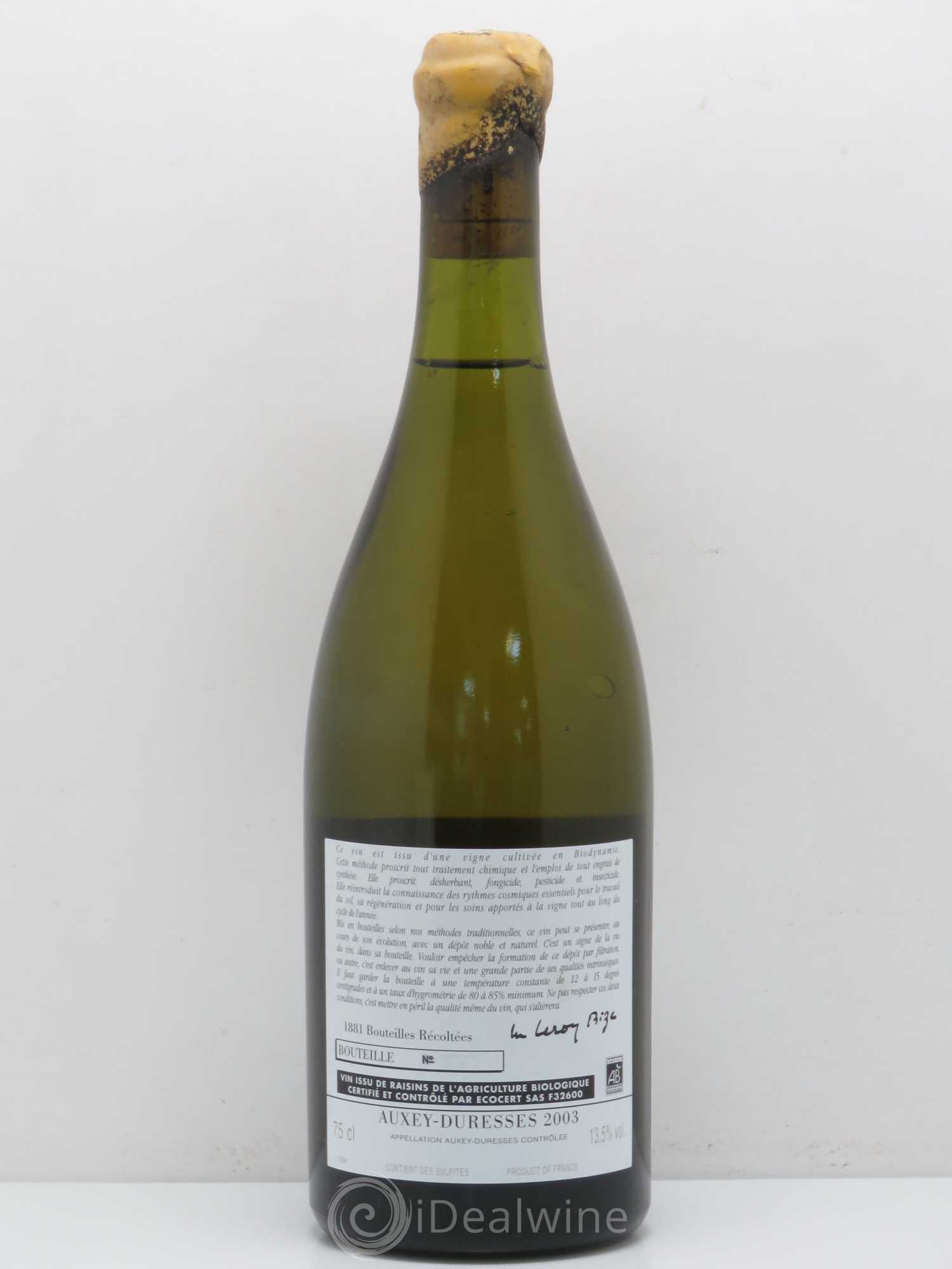 Auxey-Duresses Domaine d'Auvenay 2003 - Posten von 1 Flasche - 1