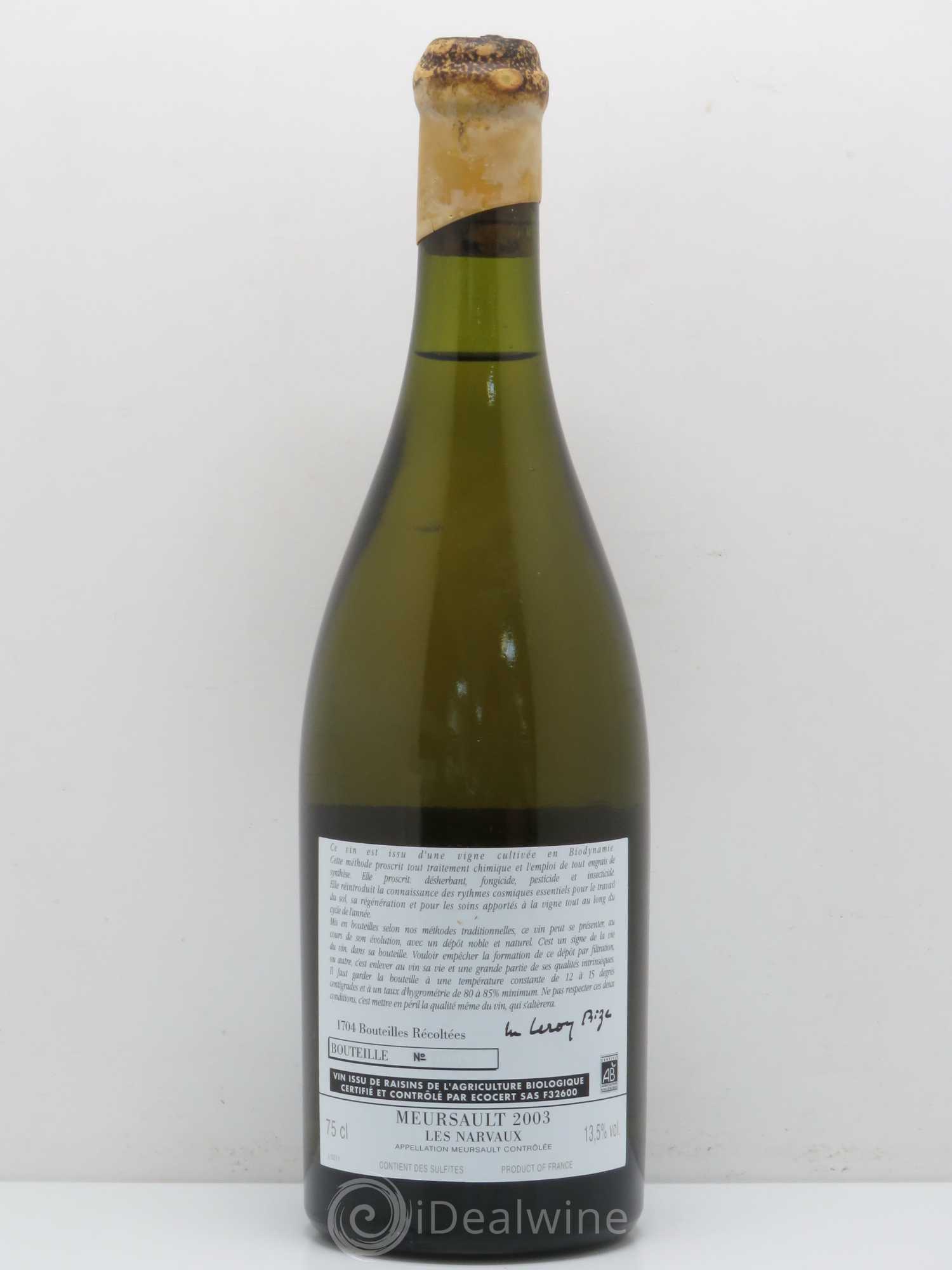 Meursault Les Narvaux d'Auvenay (Domaine) 2003 - Lot de 1 bouteille - 1