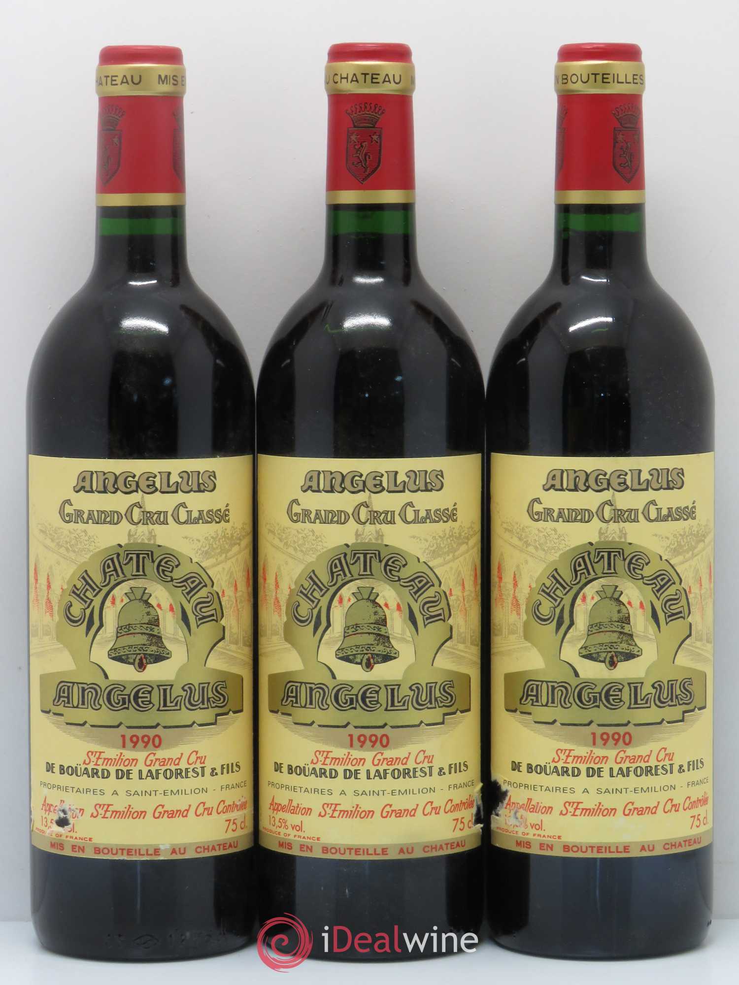 Château Angélus 1er Grand Cru Classé A 1990 - Lot de 3 bouteilles - 0