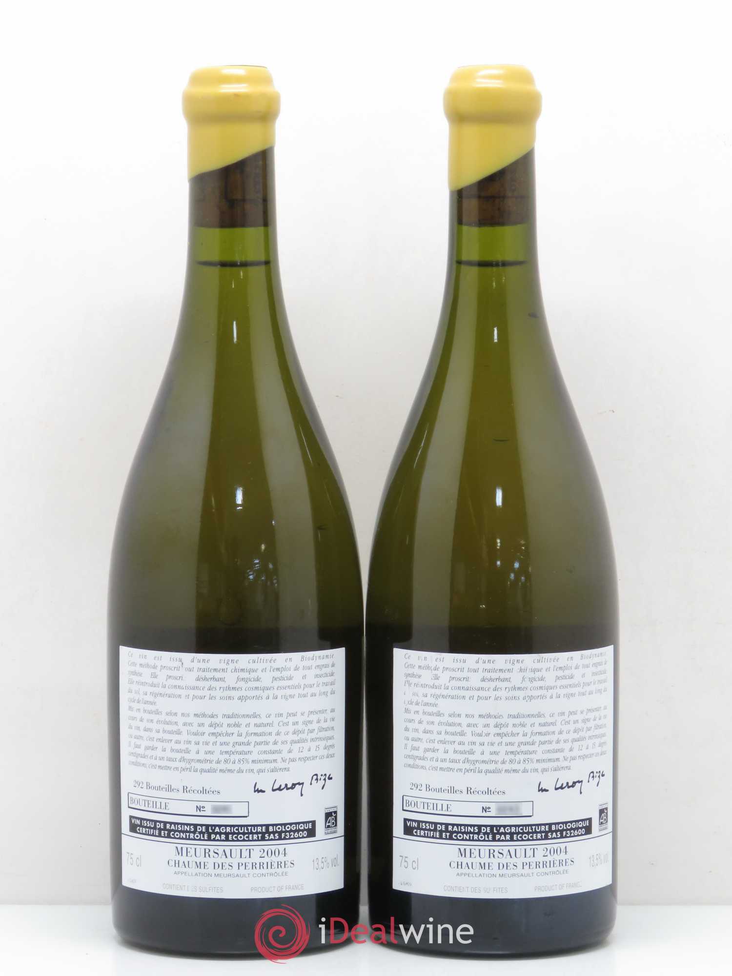 Meursault Chaumes des Perrières d'Auvenay (Domaine) 2004 - Lot de 2 bouteilles - 1