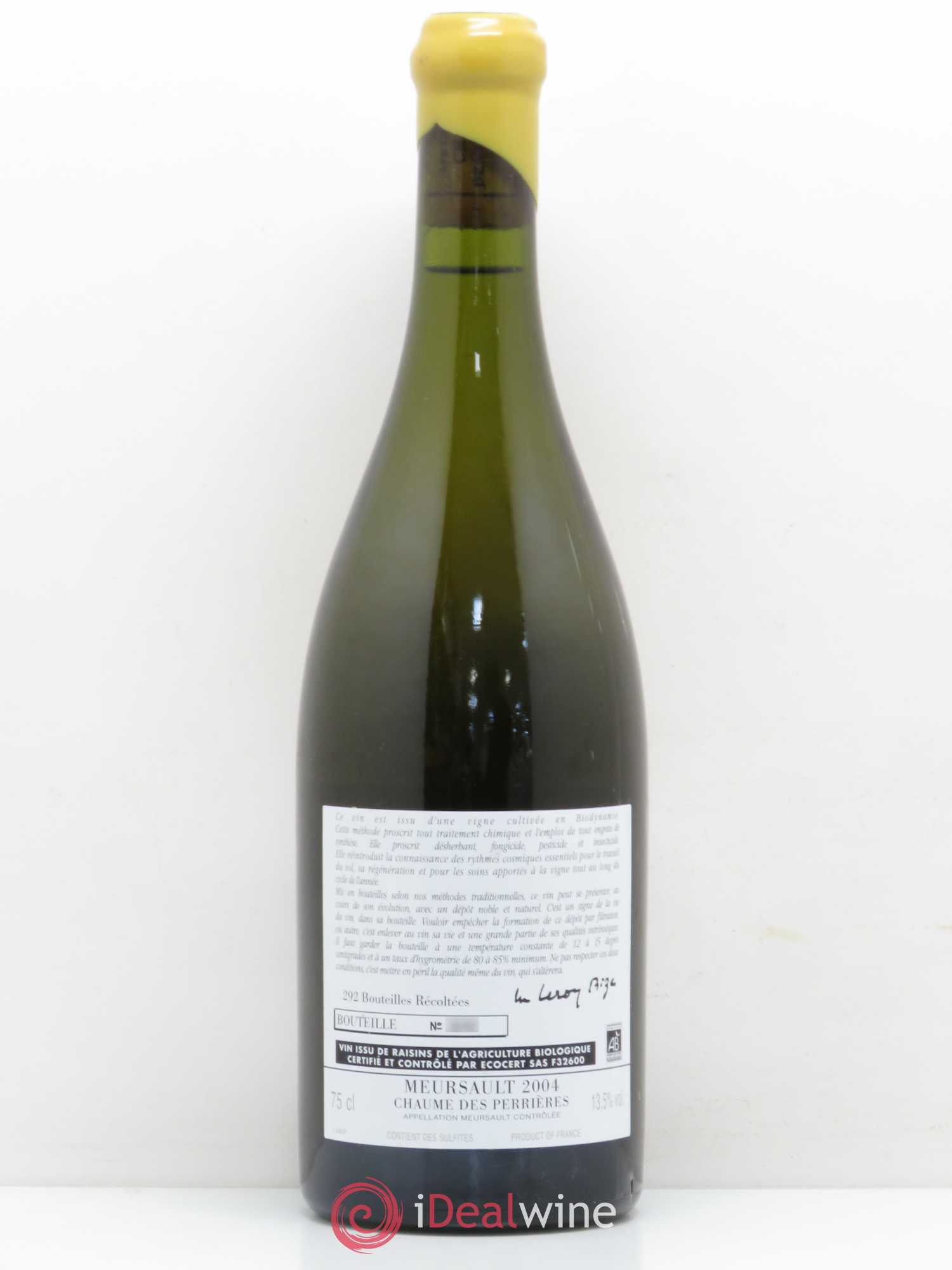 Meursault Chaumes des Perrières d'Auvenay (Domaine) 2004 - Lot de 1 bouteille - 1