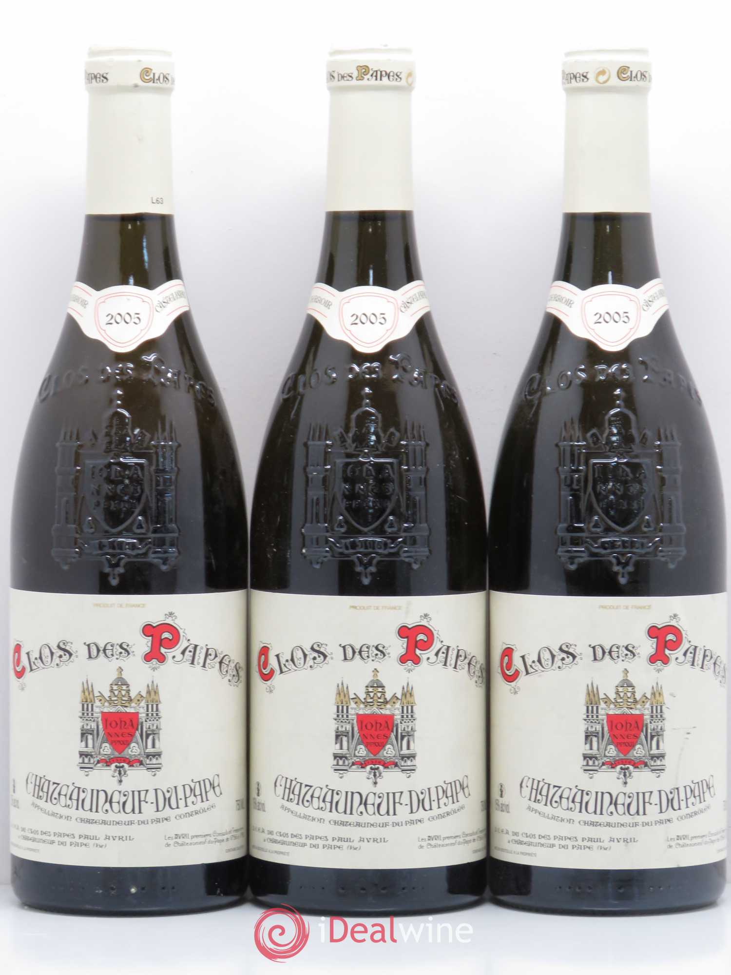 Châteauneuf-du-Pape Clos des Papes - Paul Avril 2005 - Lot de 3 bouteilles - 0