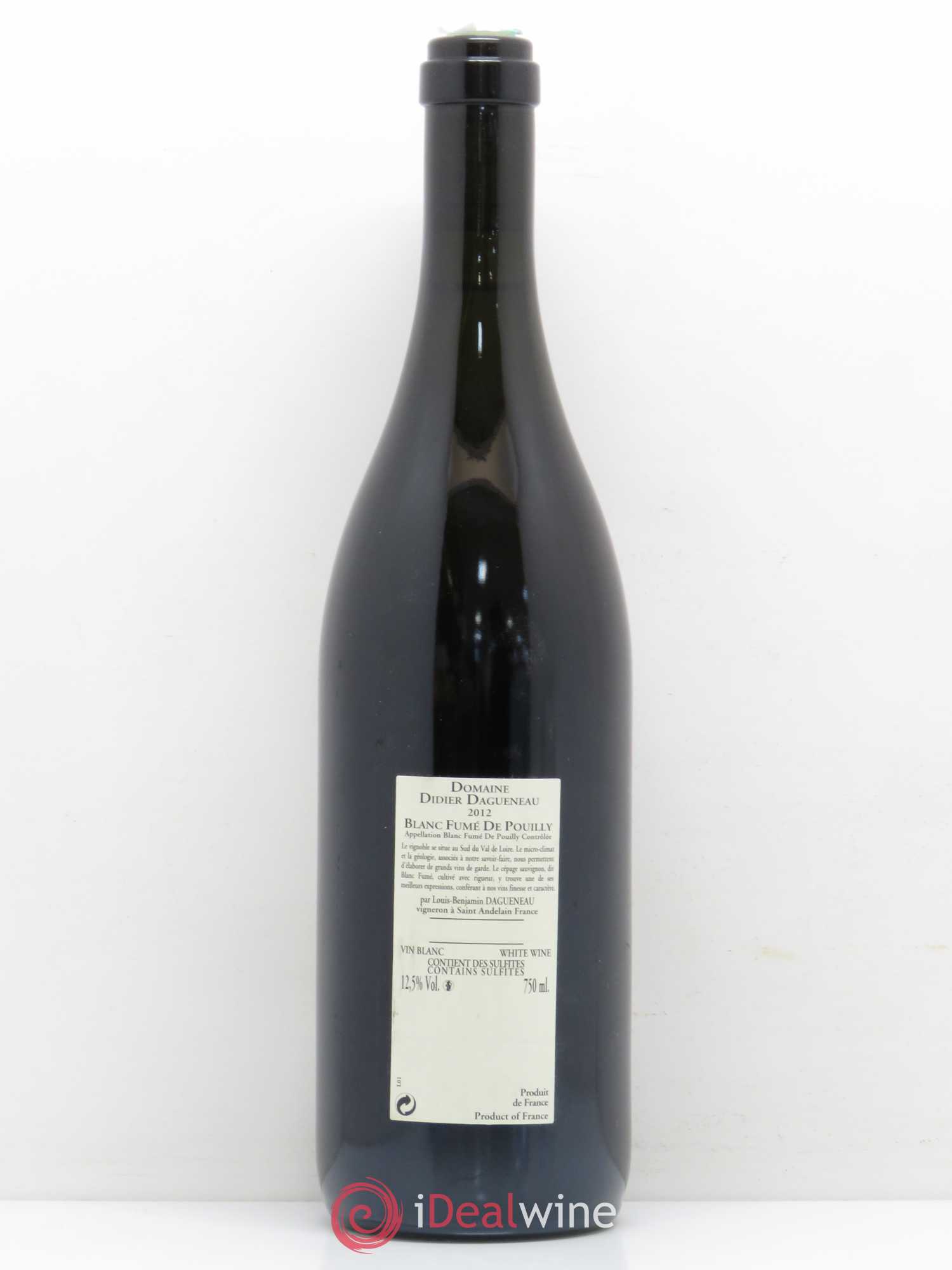 Pouilly-Fumé Blanc Fumé de Pouilly Dagueneau (Domaine Didier - Louis-Benjamin) 2012 - Lot de 1 bouteille - 1