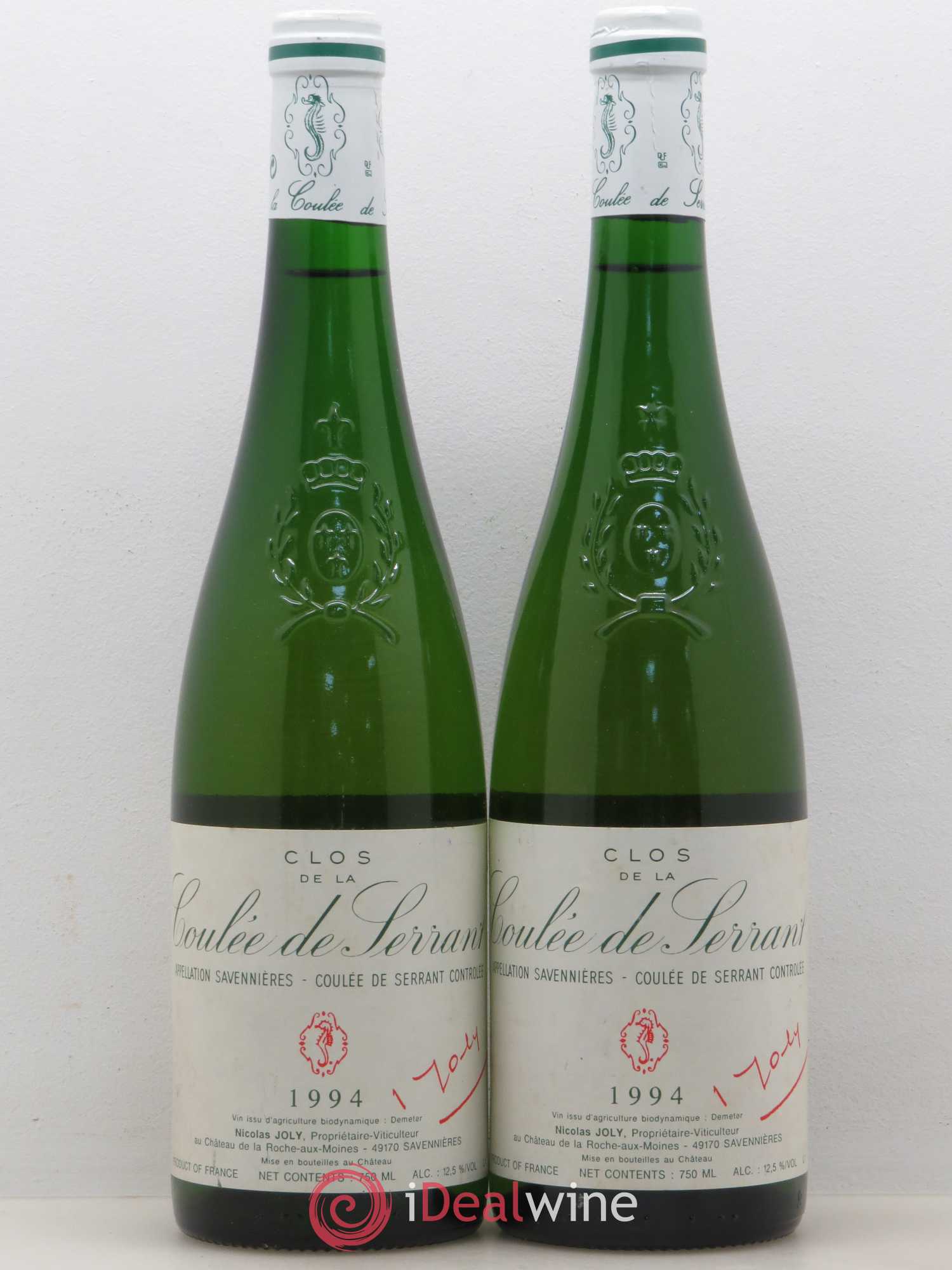 Savennières Clos de la Coulée de Serrant Vignobles de la Coulée de Serrant - Nicolas Joly 1994 - Lot de 2 bouteilles - 0