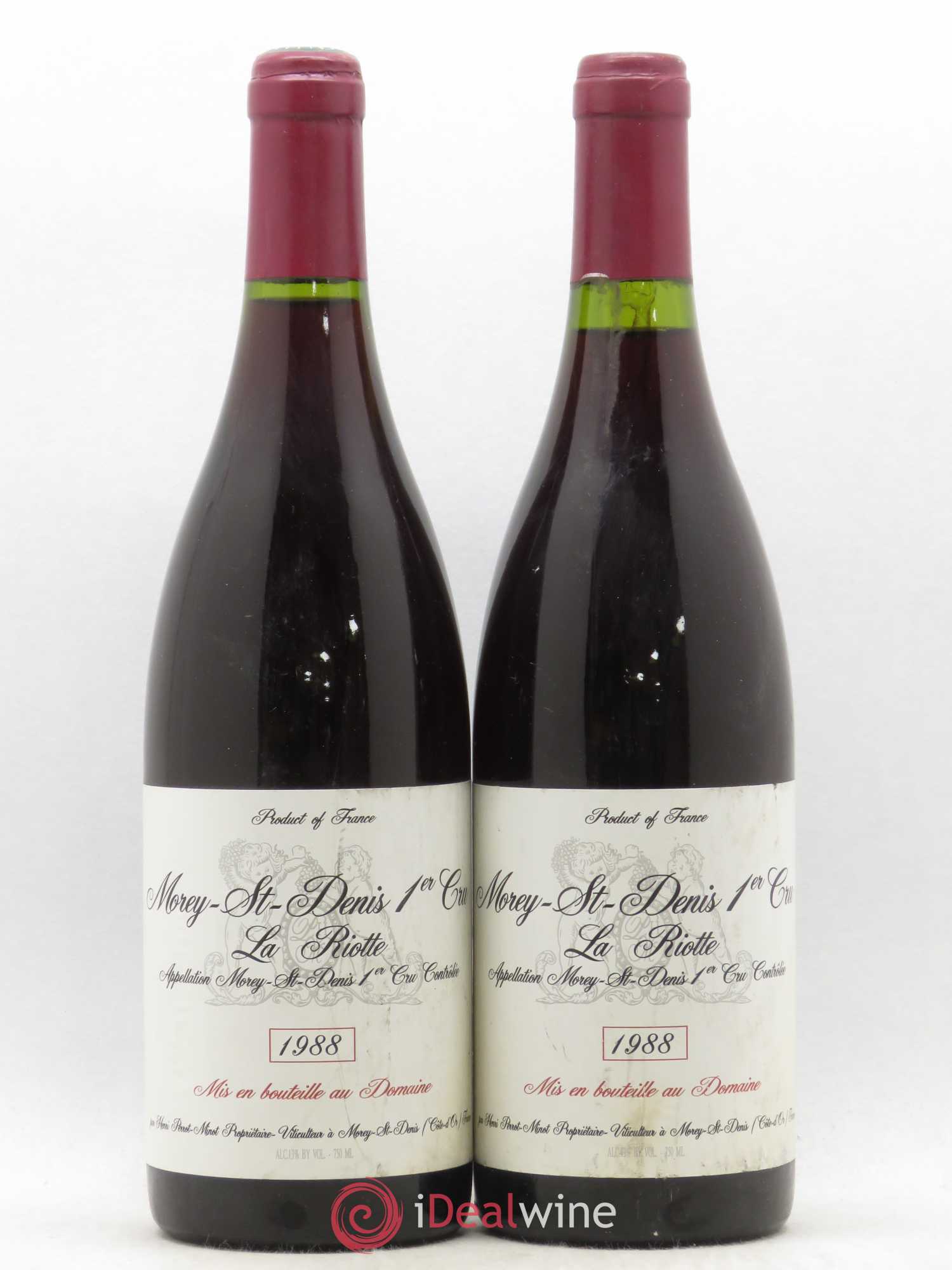 Morey-Saint-Denis 1er Cru La Riotte Vieilles Vignes Perrot-Minot 1988 - Lot de 2 bouteilles - 0