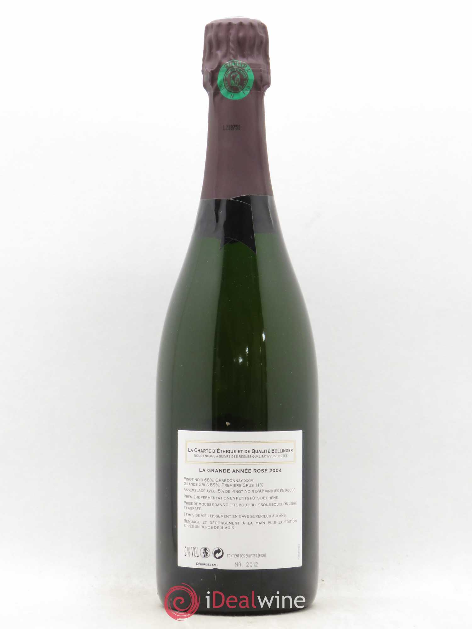 Grande Année Brut Bollinger 2004 - Lot de 1 bouteille - 1
