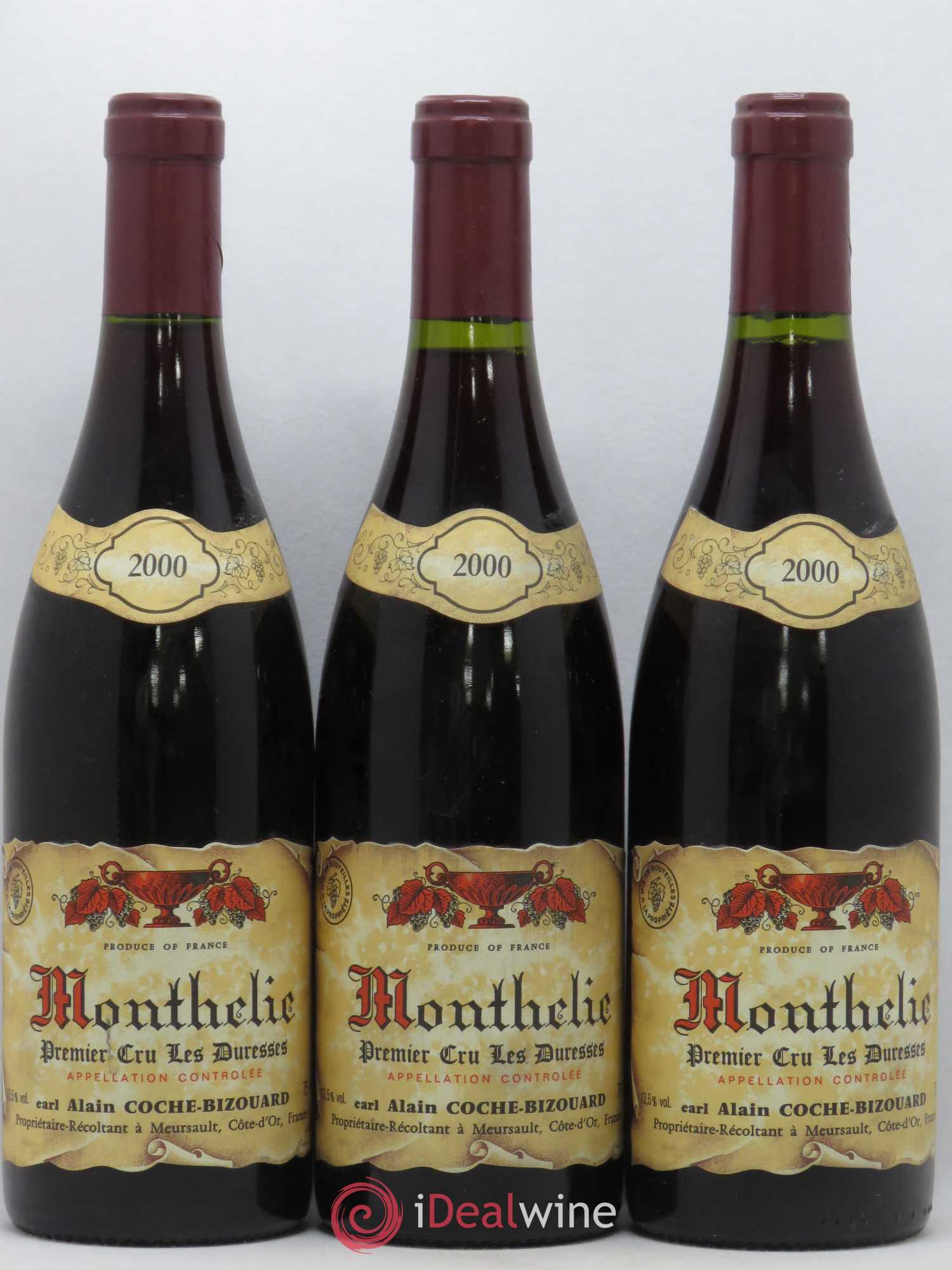 Monthélie 1er Cru Les Duresses Alain Coche Bizouard 2000 - Posten von 3 Flaschen - 0