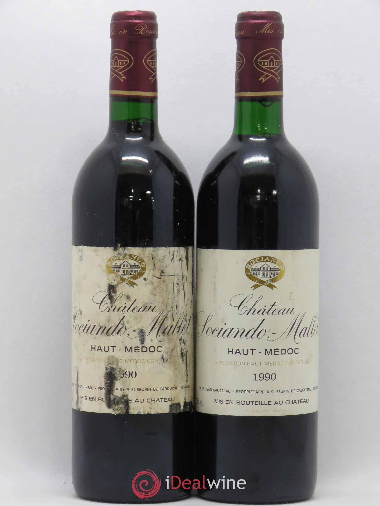 Château Sociando Mallet 1990 - Lot de 2 bouteilles - 0
