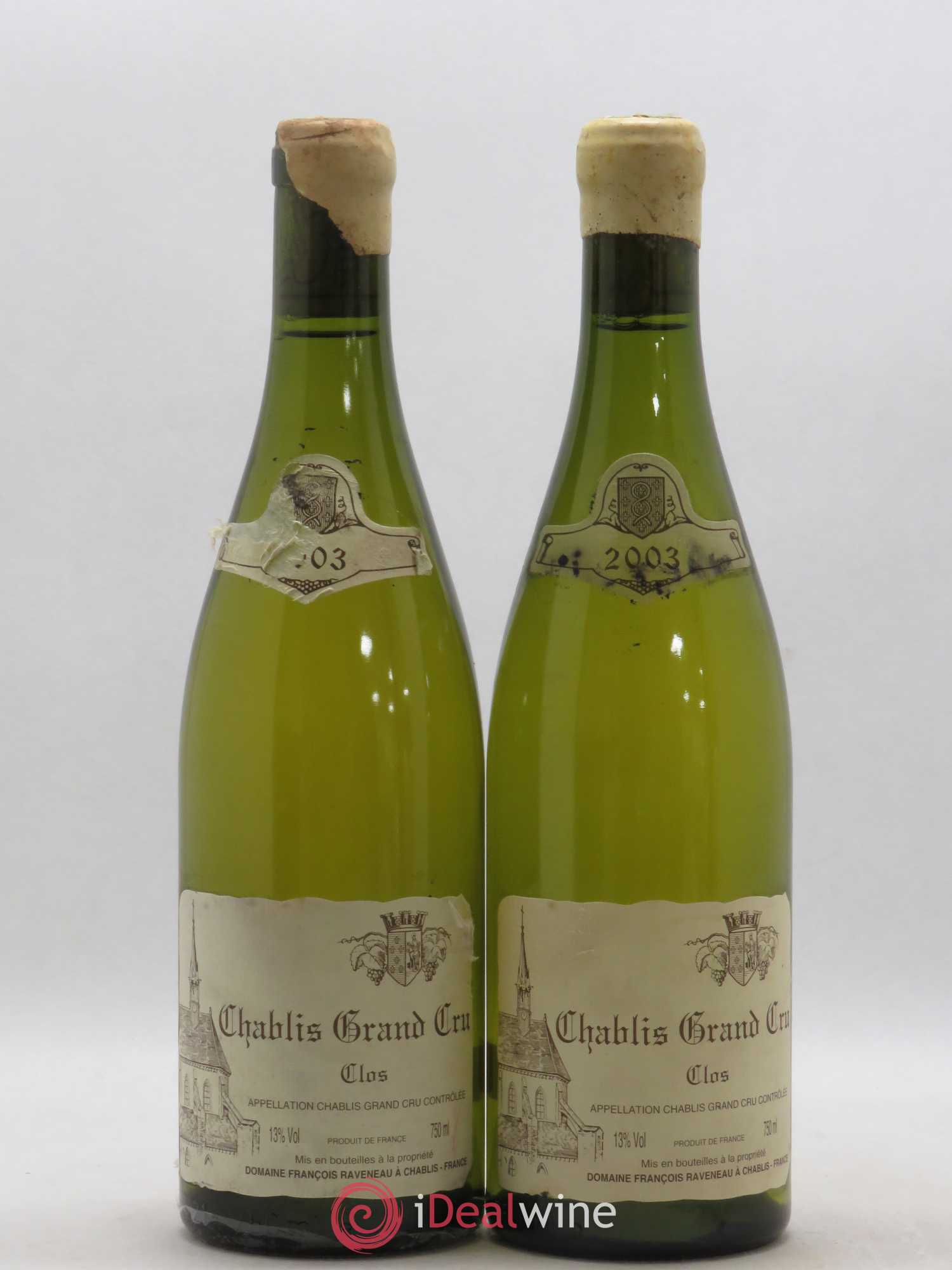 Chablis Grand Cru Clos Raveneau (Domaine) 2003 - Lot de 2 bouteilles - 0