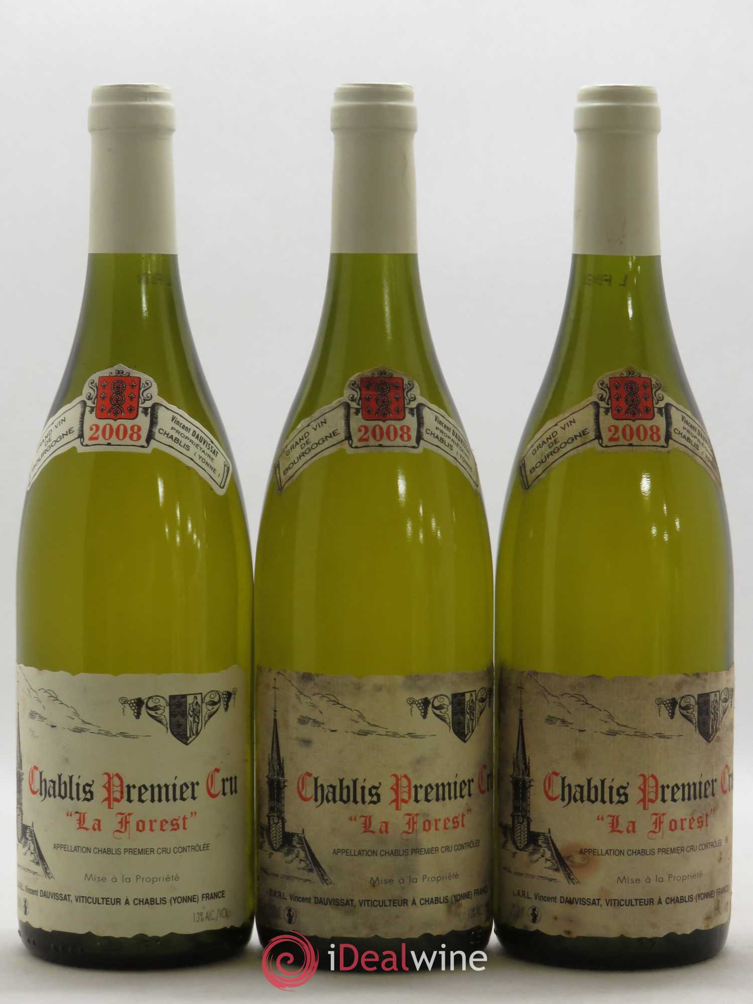 Chablis 1er Cru La Forest Vincent Dauvissat (Domaine) 2008 - Lot de 3 bouteilles - 0