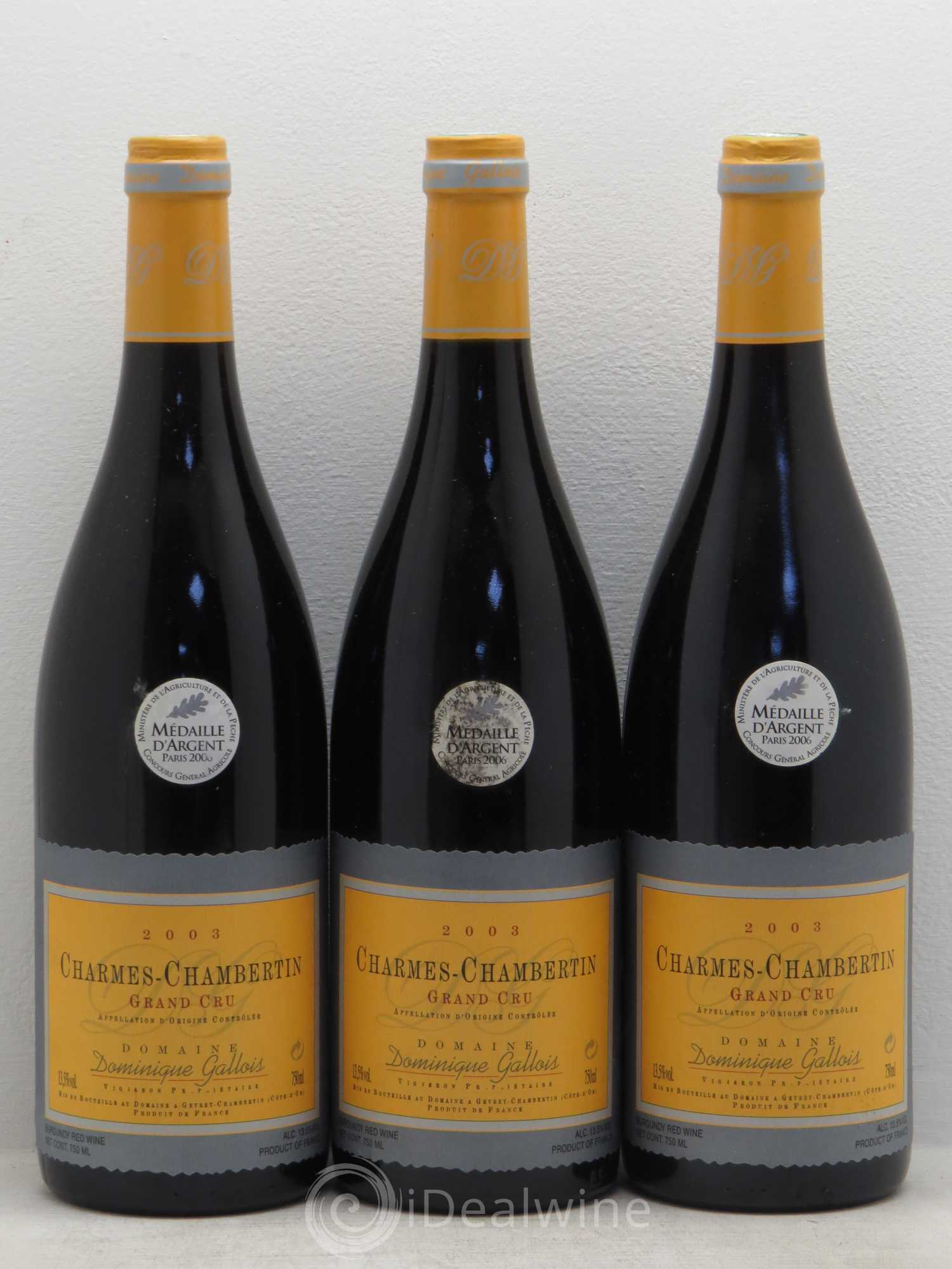 Charmes-Chambertin Grand Cru Dominique Gallois 2003 - Posten von 3 Flaschen - 0