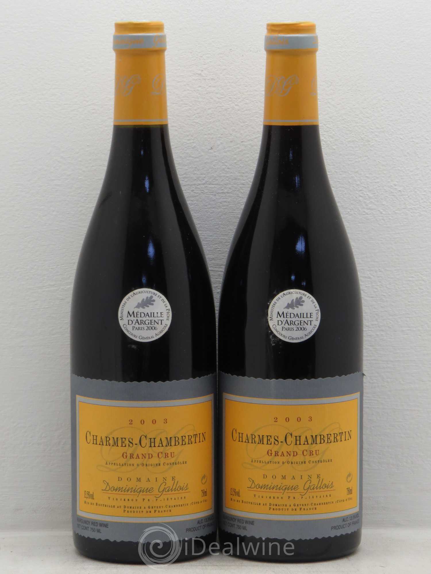 Charmes-Chambertin Grand Cru Dominique Gallois 2003 - Posten von 2 Flaschen - 0