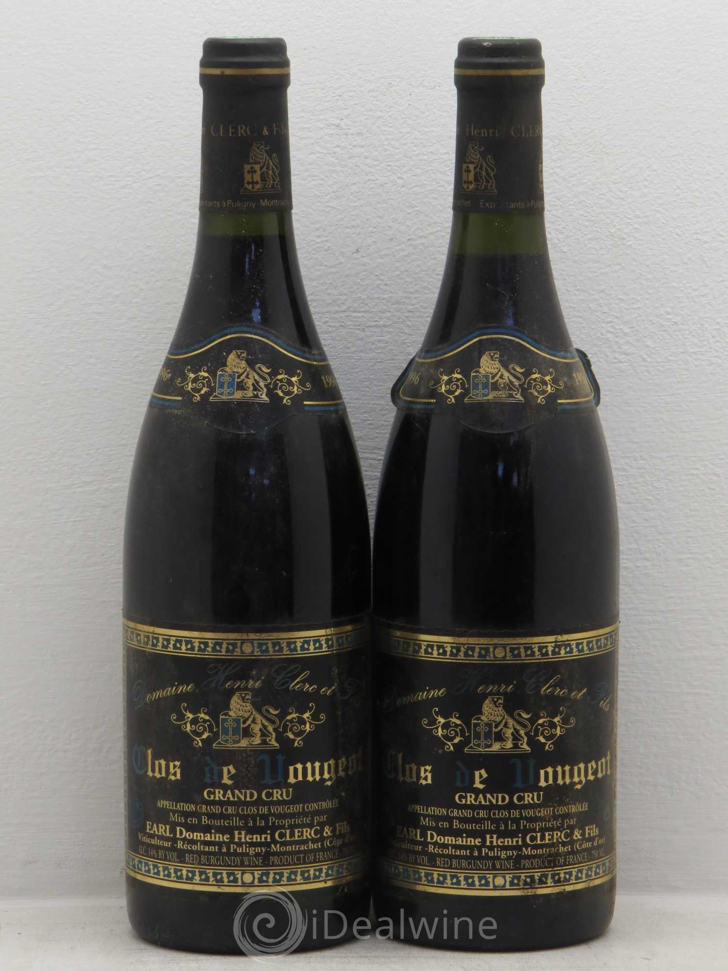 Clos de Vougeot Grand Cru Henri Clerc 1996 - Lot de 2 bouteilles - 0