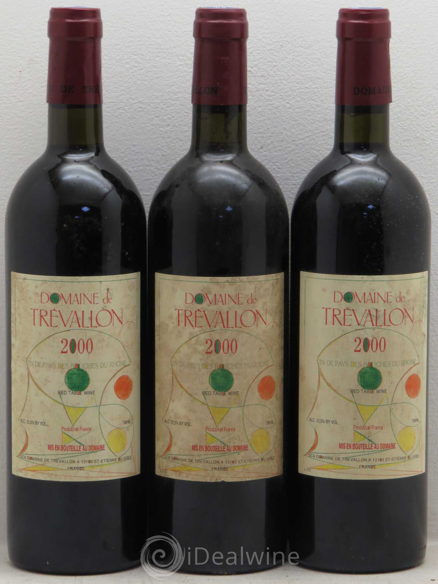 VDP Bouches du Rhône Trévallon (Domaine de) Eloi Dürrbach 2000 - Lot de 3 bouteilles - 0