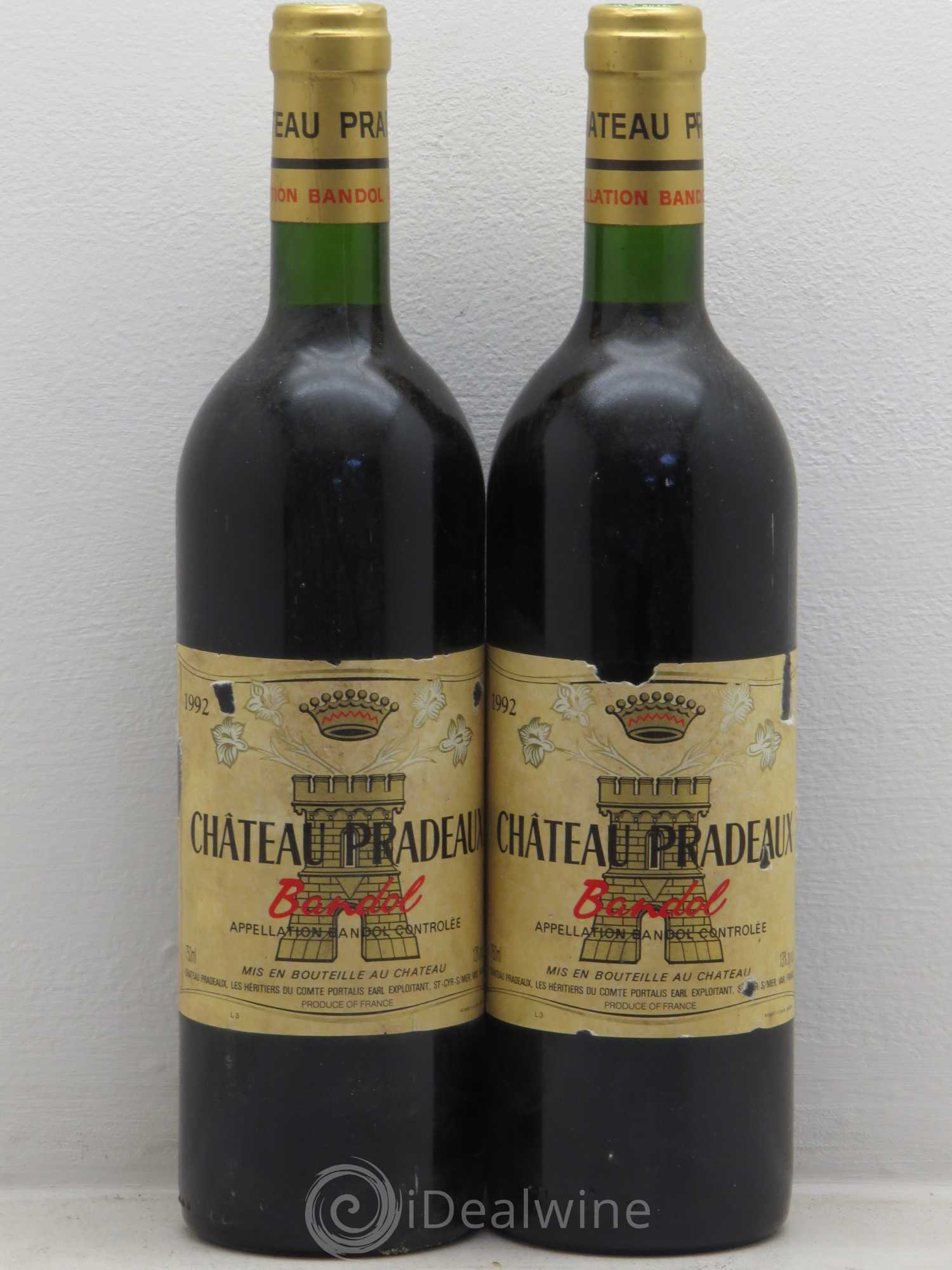 Bandol Château Pradeaux Famille Portalis 1992 - Lot de 2 bouteilles - 0