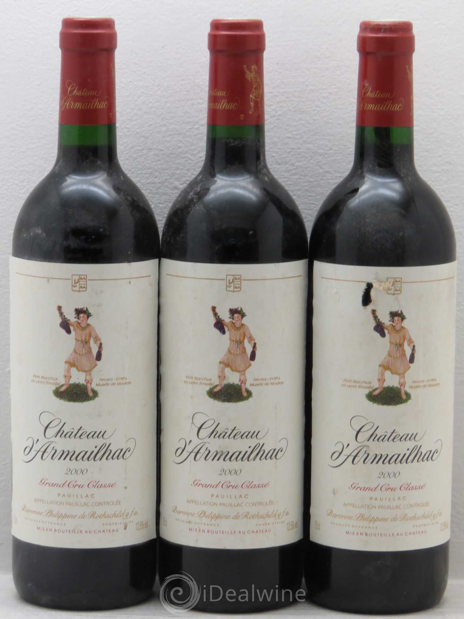 Château d' Armailhac - Mouton Baron(ne) Philippe 5ème Grand Cru Classé 2000 - Lot de 3 bouteilles - 0
