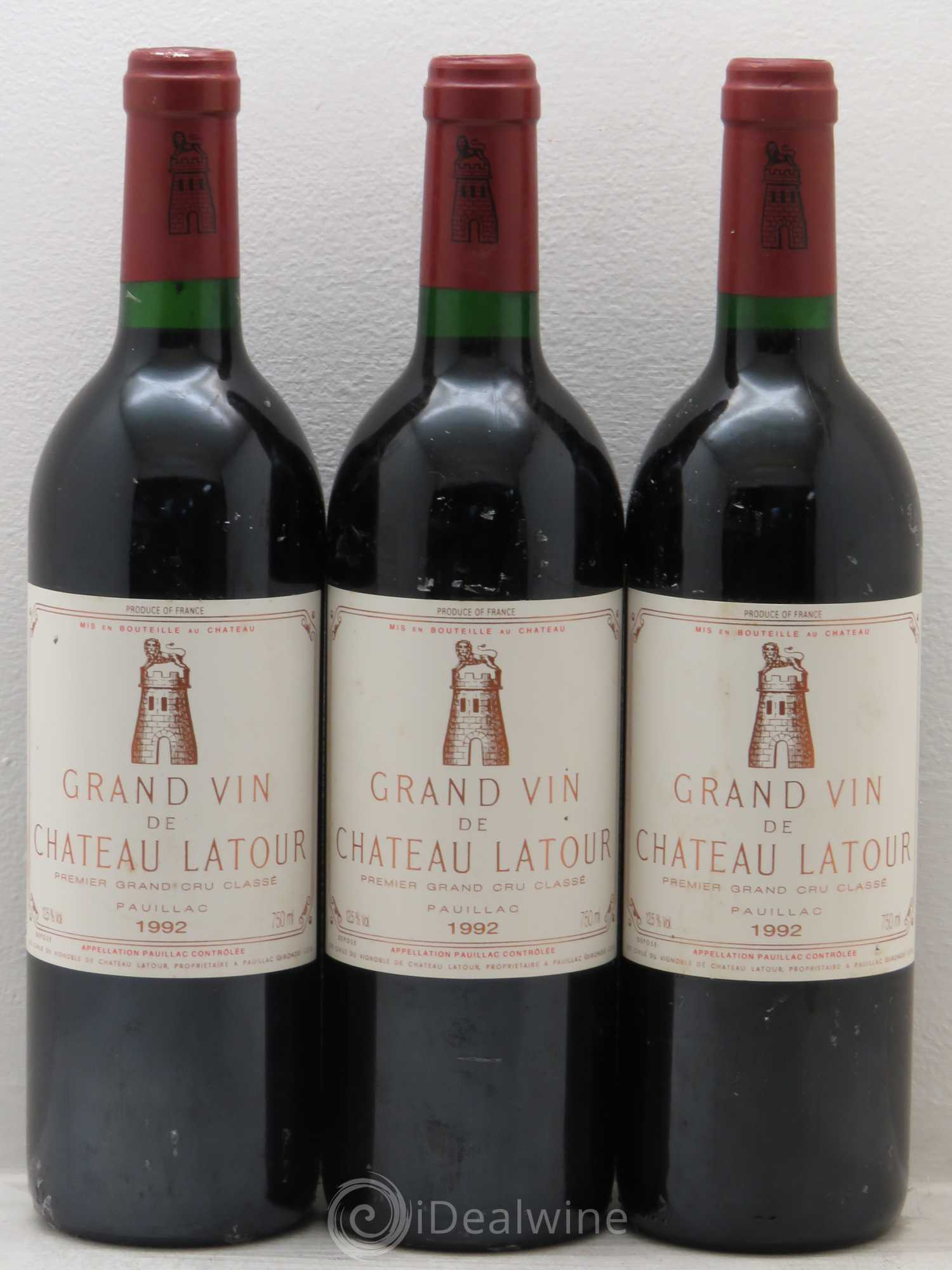 Château Latour 1er Grand Cru Classé 1992 - Lot de 3 bouteilles - 0