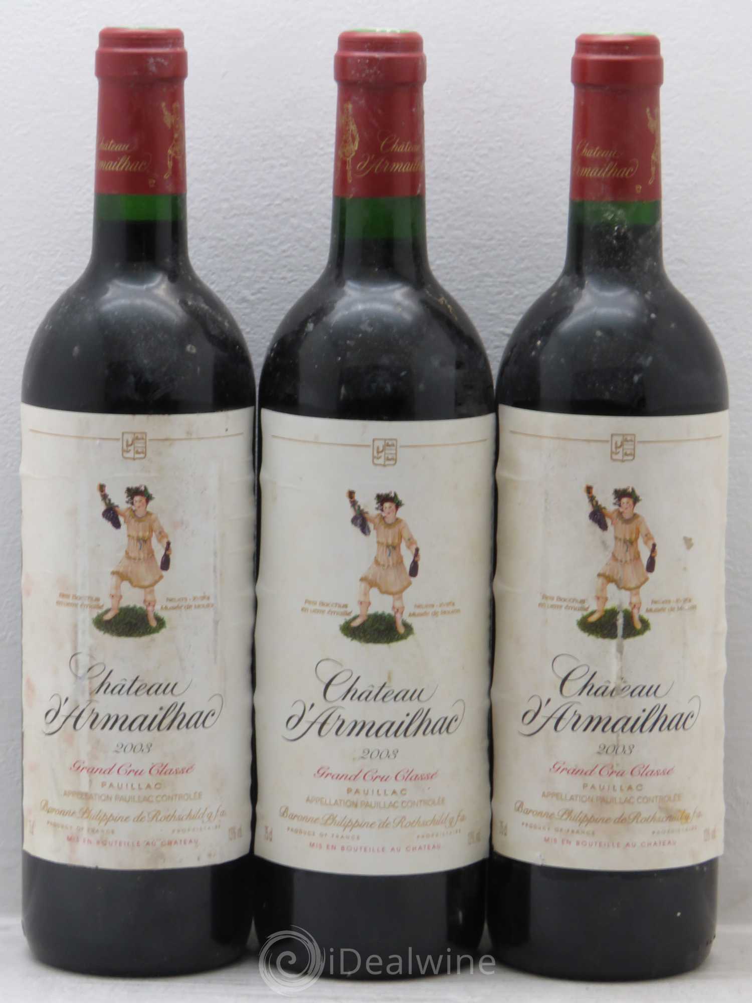 Château d' Armailhac - Mouton Baron(ne) Philippe 5ème Grand Cru Classé 2003 - Lotto di 3 bottiglie - 0