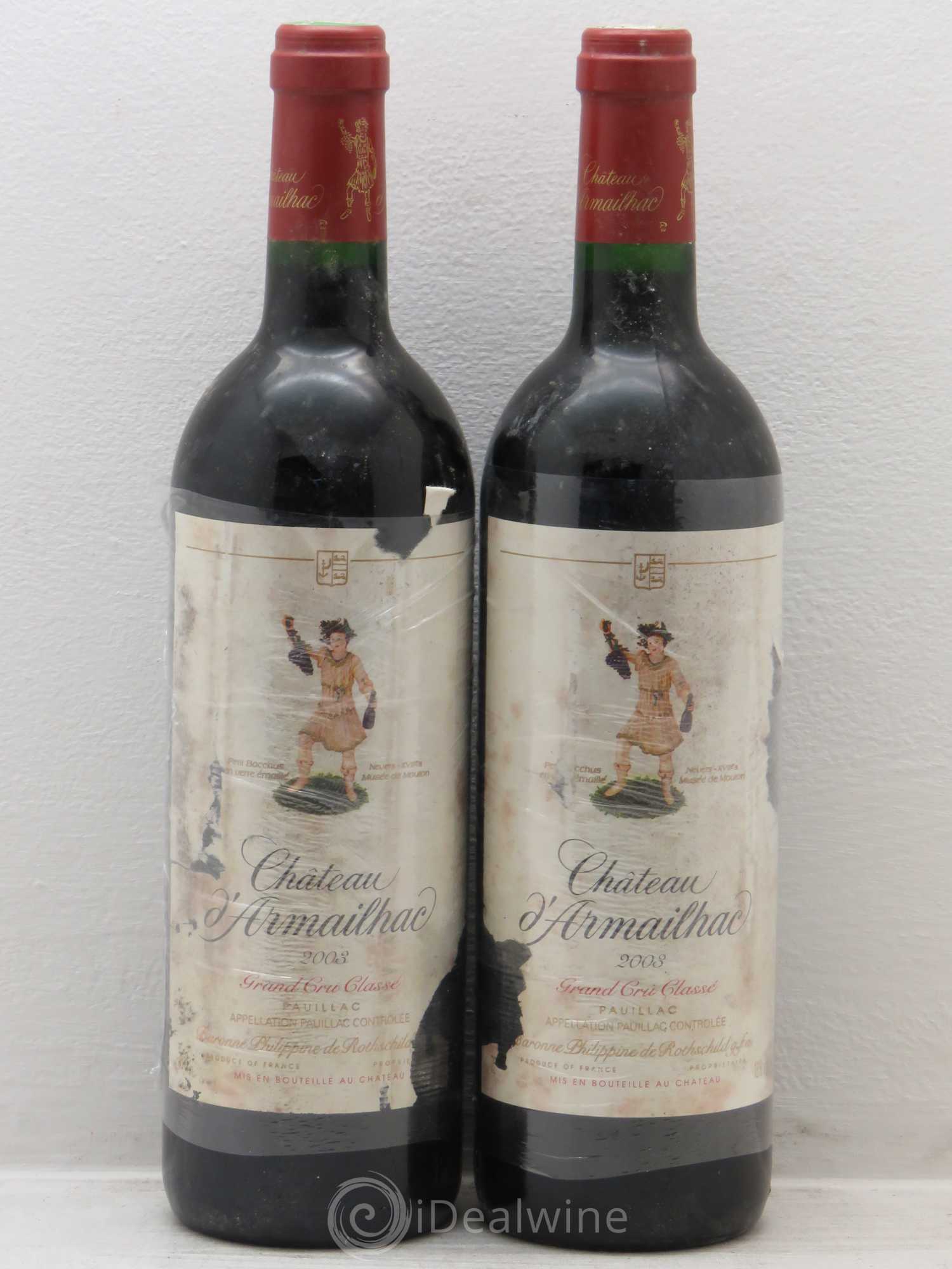 Château d' Armailhac - Mouton Baron(ne) Philippe 5ème Grand Cru Classé 2003 - Lot de 2 bouteilles - 0