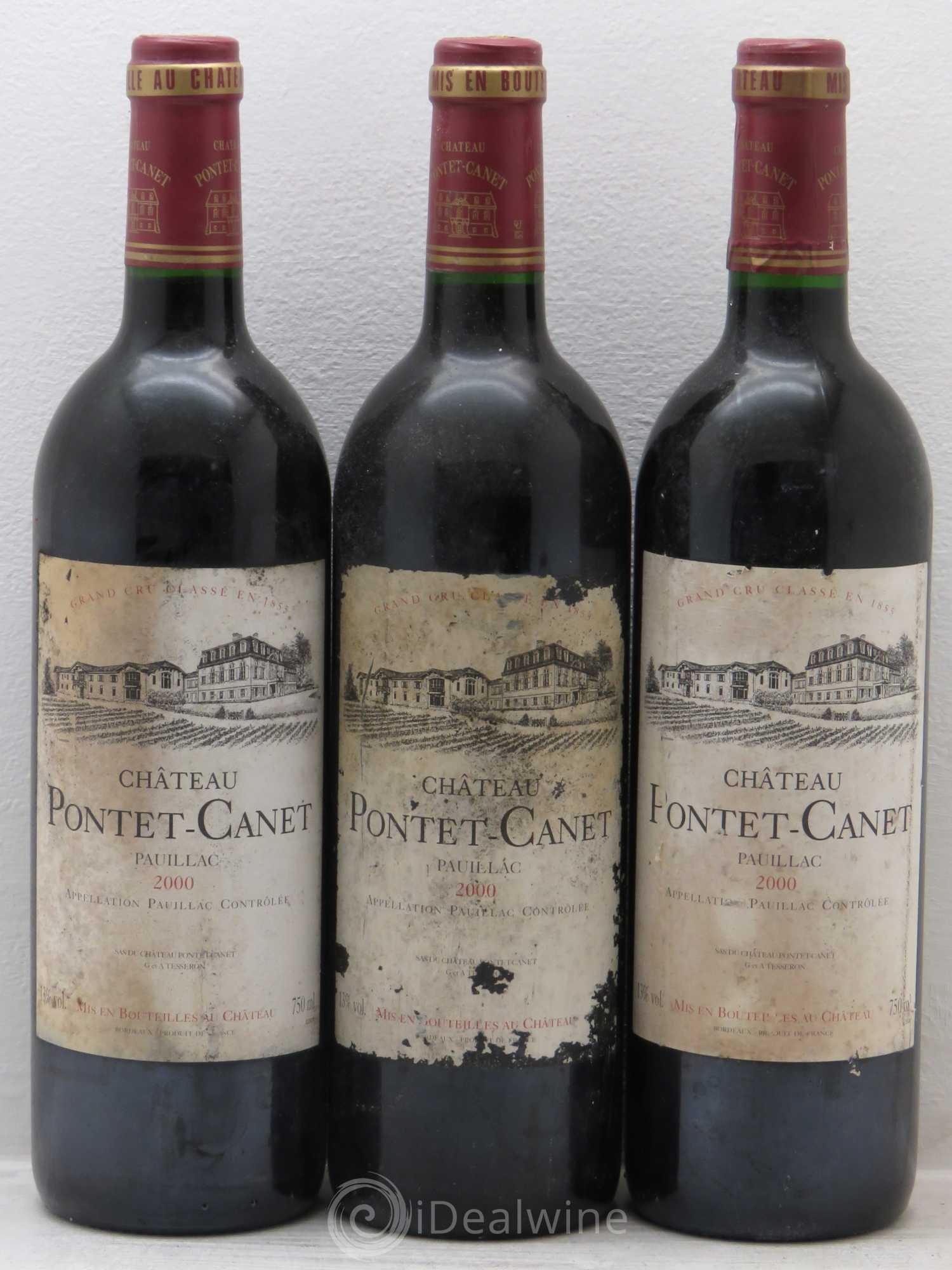 Château Pontet Canet 5ème Grand Cru Classé 2000 - Lot de 3 bouteilles - 0