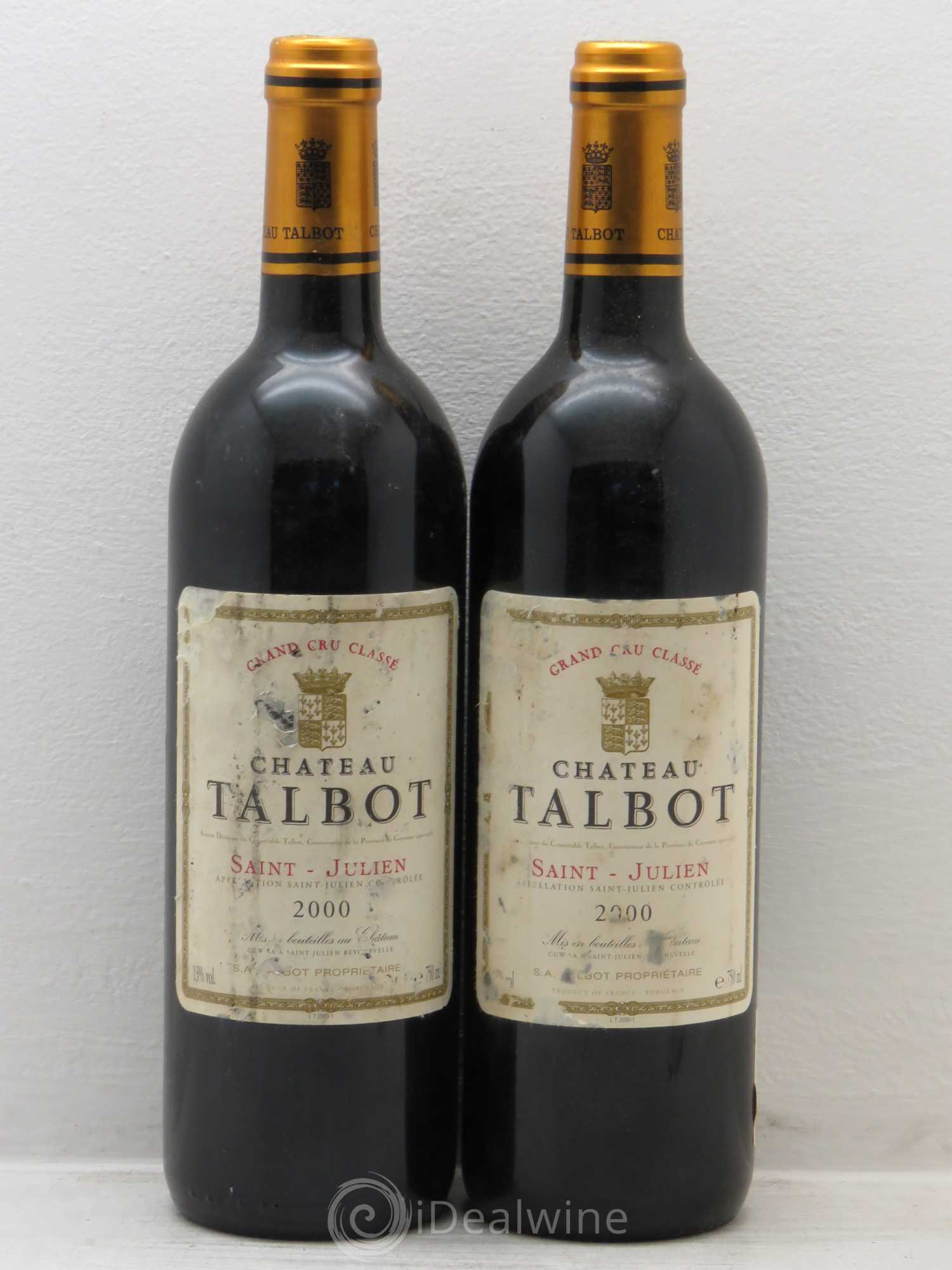 Château Talbot 4ème Grand Cru Classé 2000 - Lot de 2 bouteilles - 0