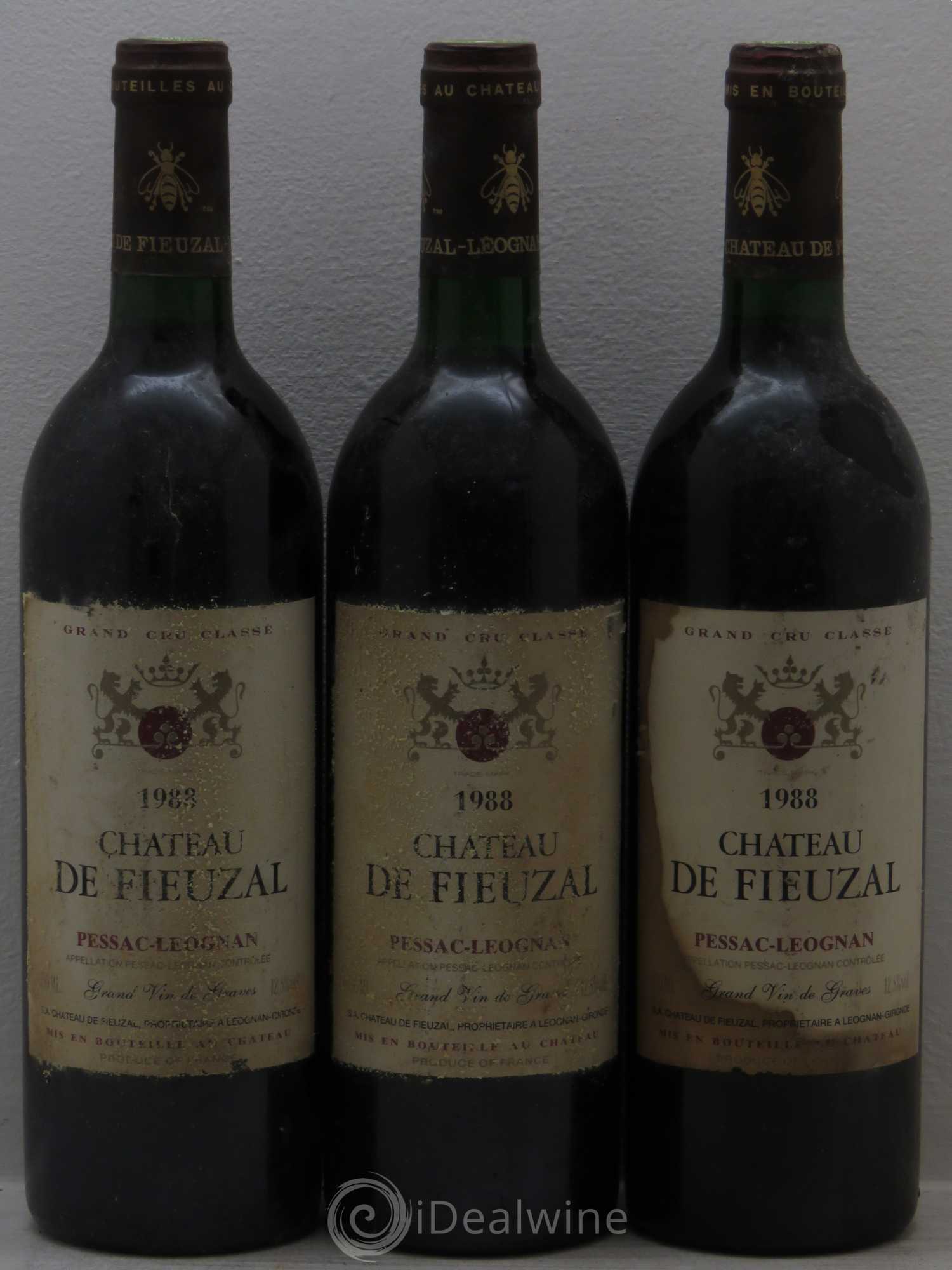Château de Fieuzal Cru Classé de Graves 1988 - Lot de 3 bouteilles - 0
