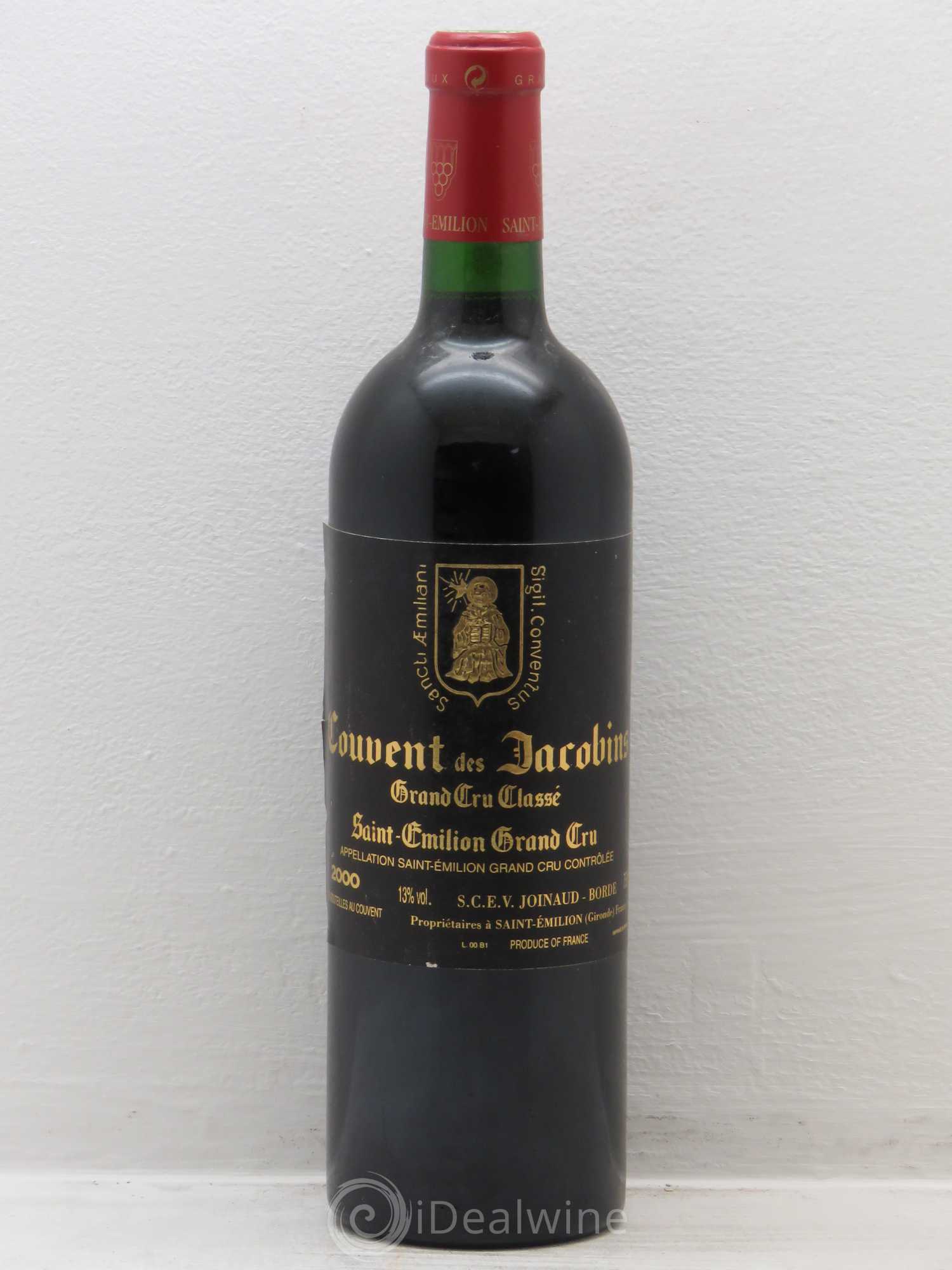 Château Couvent des Jacobins Grand Cru Classé 2000 - Lot de 1 bouteille - 0