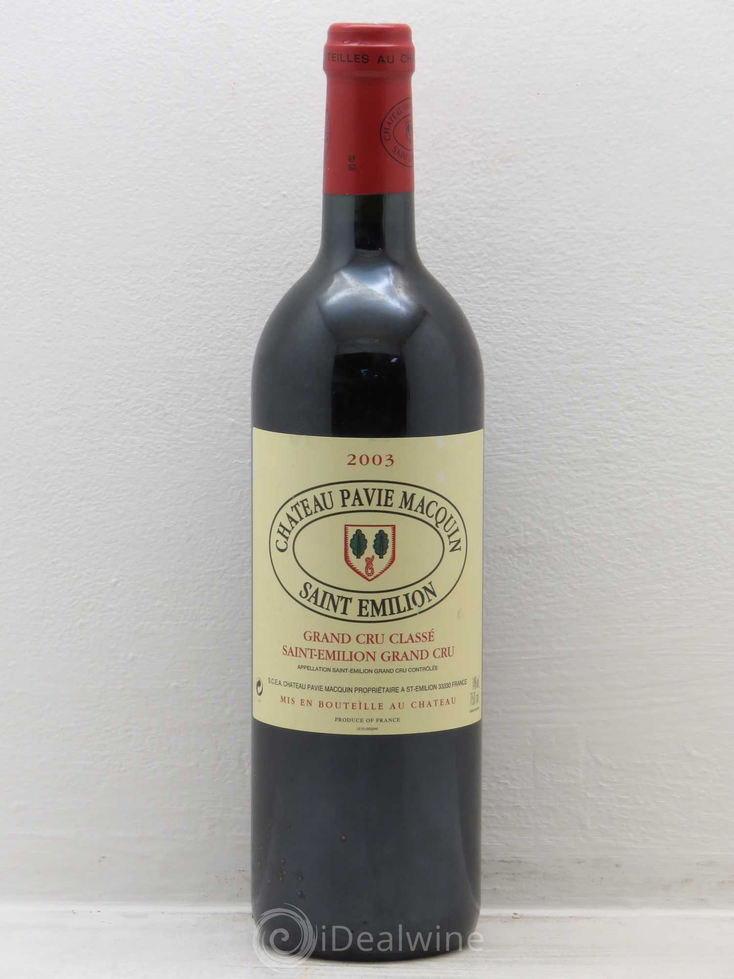 Château Pavie Macquin 1er Grand Cru Classé B 2003 - Lot de 1 bouteille - 0