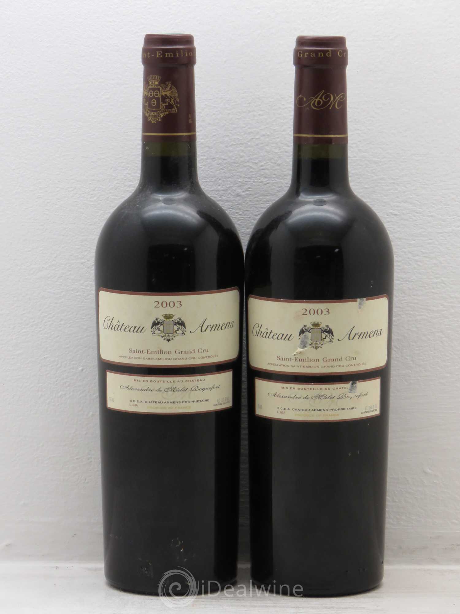 Château Armens Grand Cru 2003 - Lot de 2 bouteilles - 0