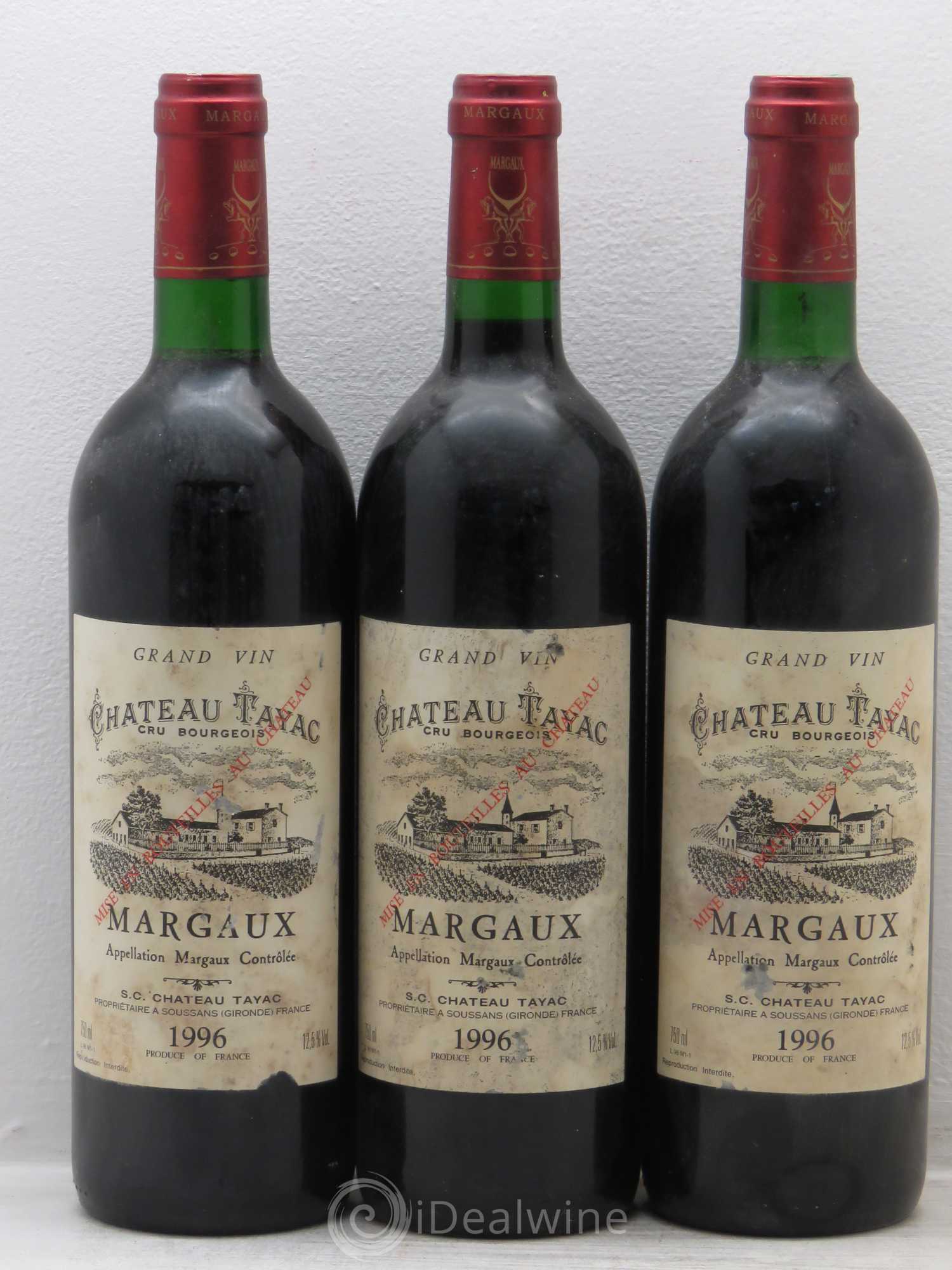 Château Tayac Cru Bourgeois 1996 - Lot de 3 bouteilles - 0