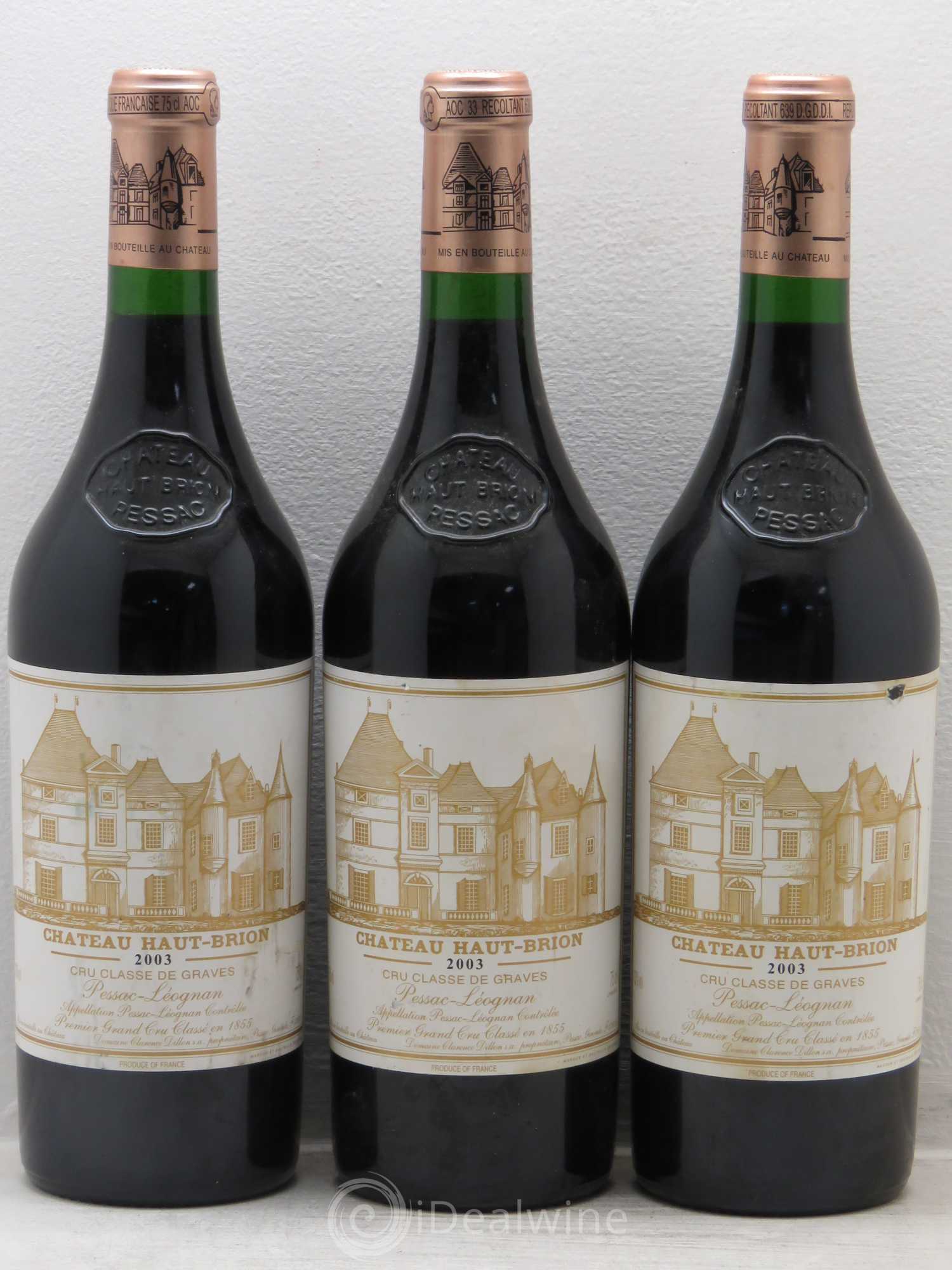 Château Haut Brion 1er Grand Cru Classé 2003 - Lot de 3 bouteilles - 0