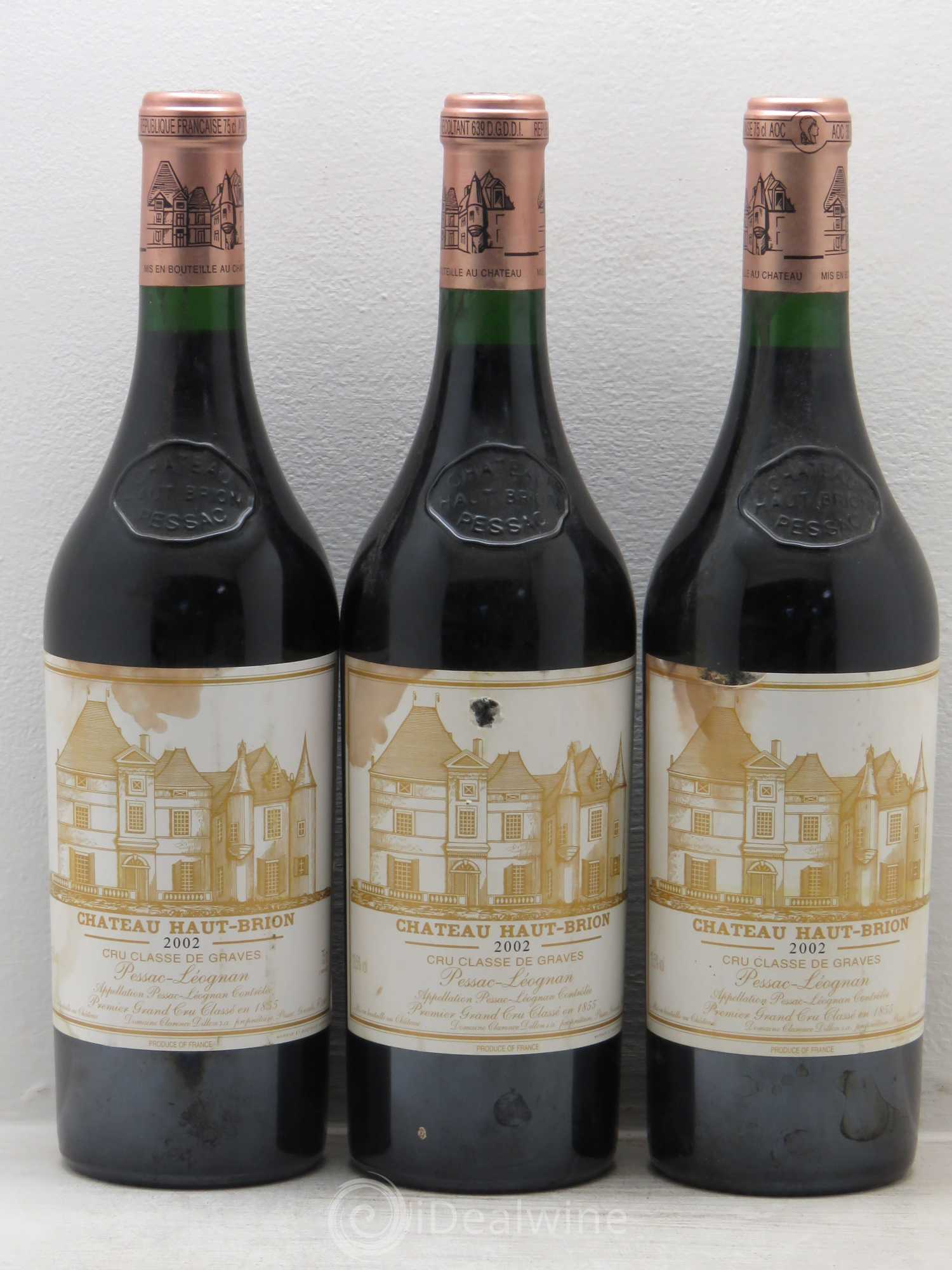 Château Haut Brion 1er Grand Cru Classé 2002 - Lot de 3 bouteilles - 0
