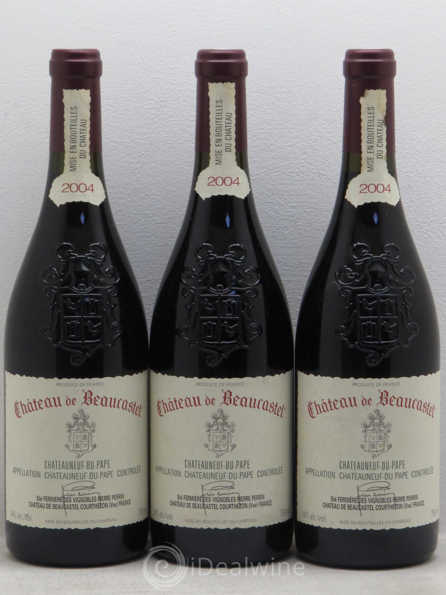 Châteauneuf-du-Pape Château de Beaucastel Famille Perrin 2004 - Lot de 3 bouteilles - 0