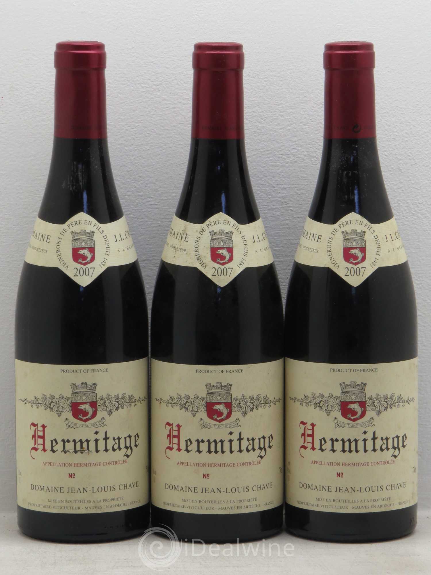 Hermitage Jean-Louis Chave 2007 - Lot de 3 bouteilles - 0