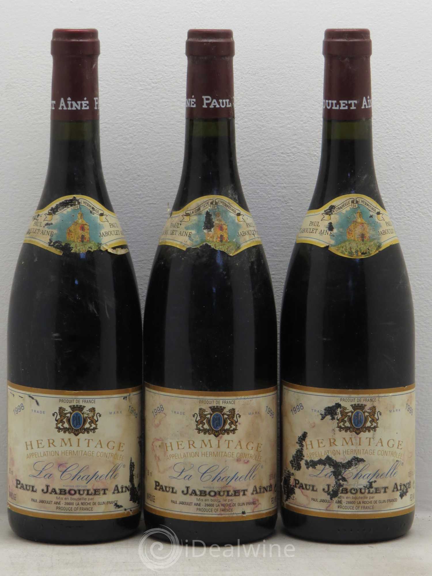 Hermitage La Chapelle Paul Jaboulet Ainé 1998 - Lot de 3 bouteilles - 0