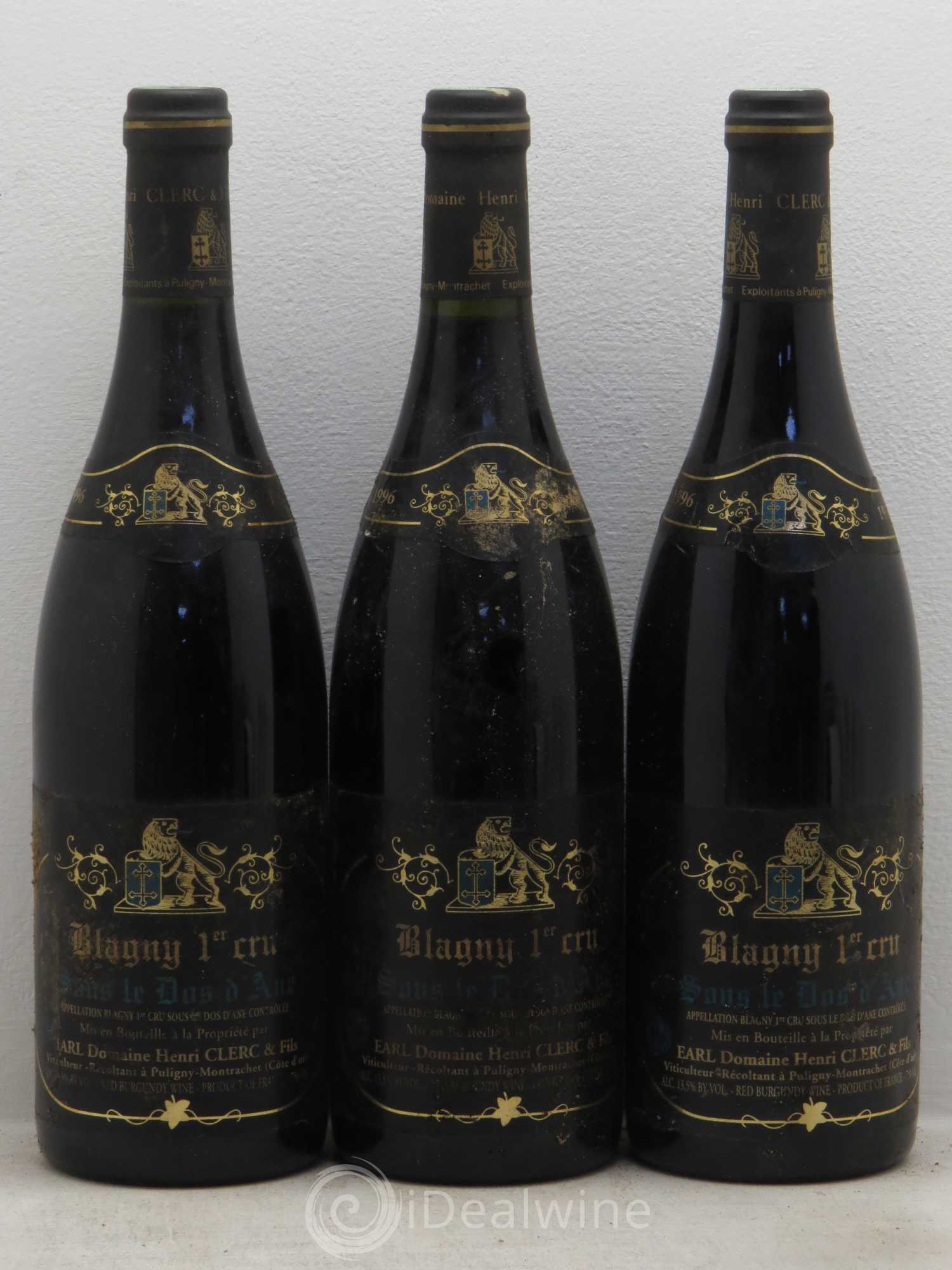 Blagny 1er Cru Sous le Dos de L'âne Henri Clerc 1996 - Posten von 3 Flaschen - 0